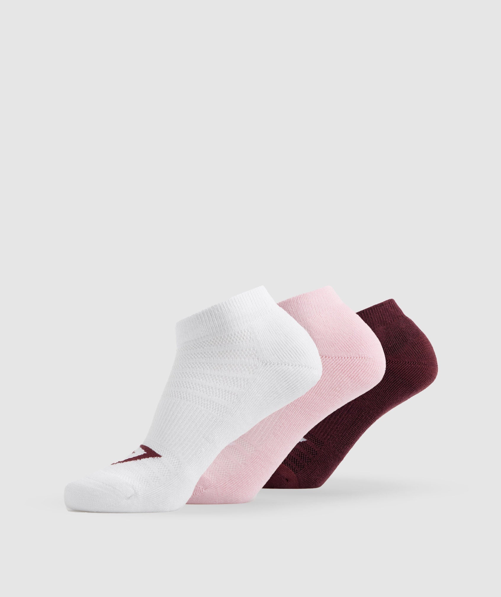 Gymshark Trainer Socks 3pk - Baked Maroon/Sweet Pink/White