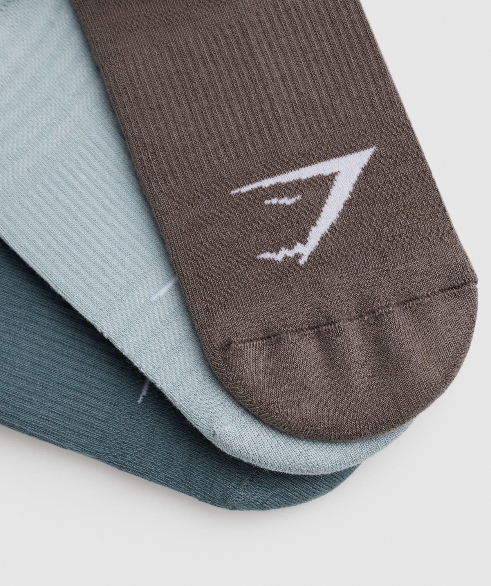 Gymshark Trainer Socks 3pk - Denim Teal/Salt Blue/Camo Brown
