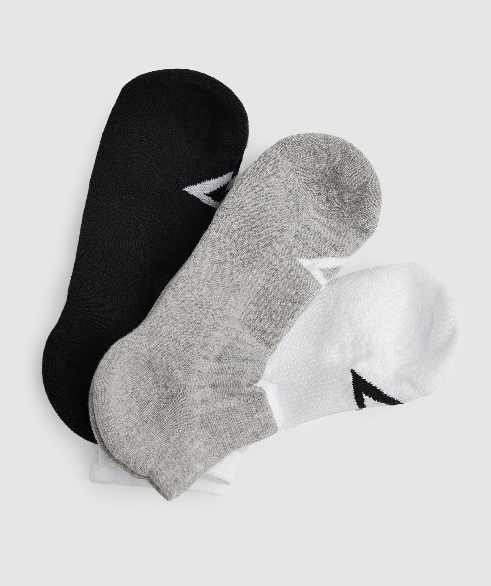 Gymshark Trainer Socks 3pk - White/Light Grey Marl/Black