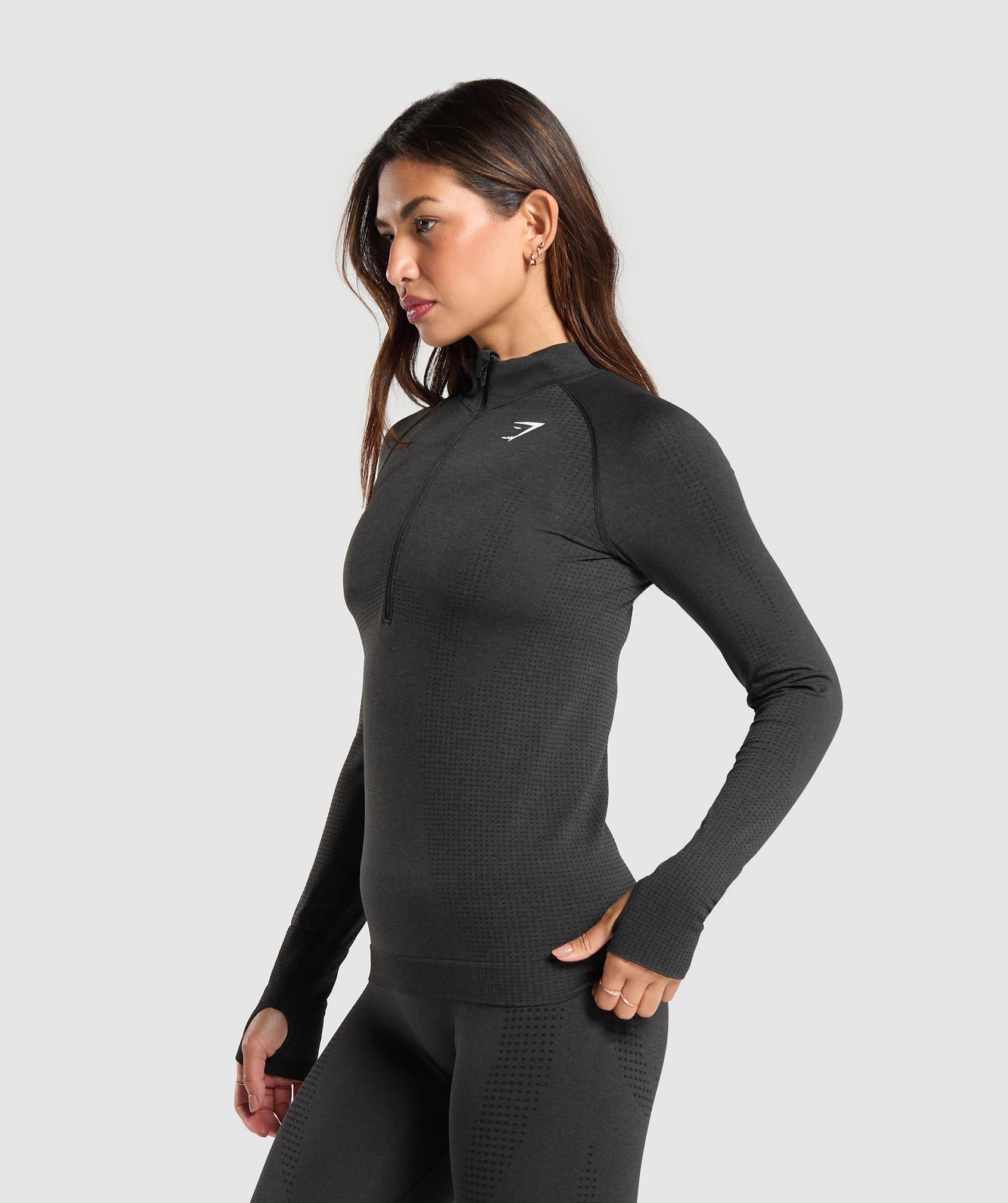 Gymshark Vital 1/2 Zip - Black Marl