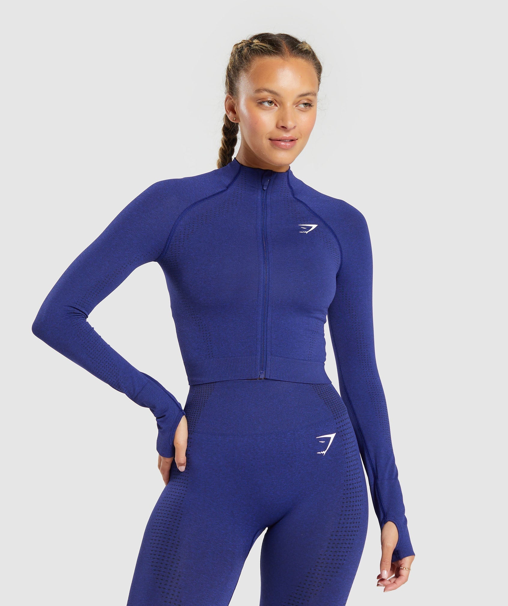 Gymshark Vital Midi Zip Up Jacket - Cobalt Purple Marl