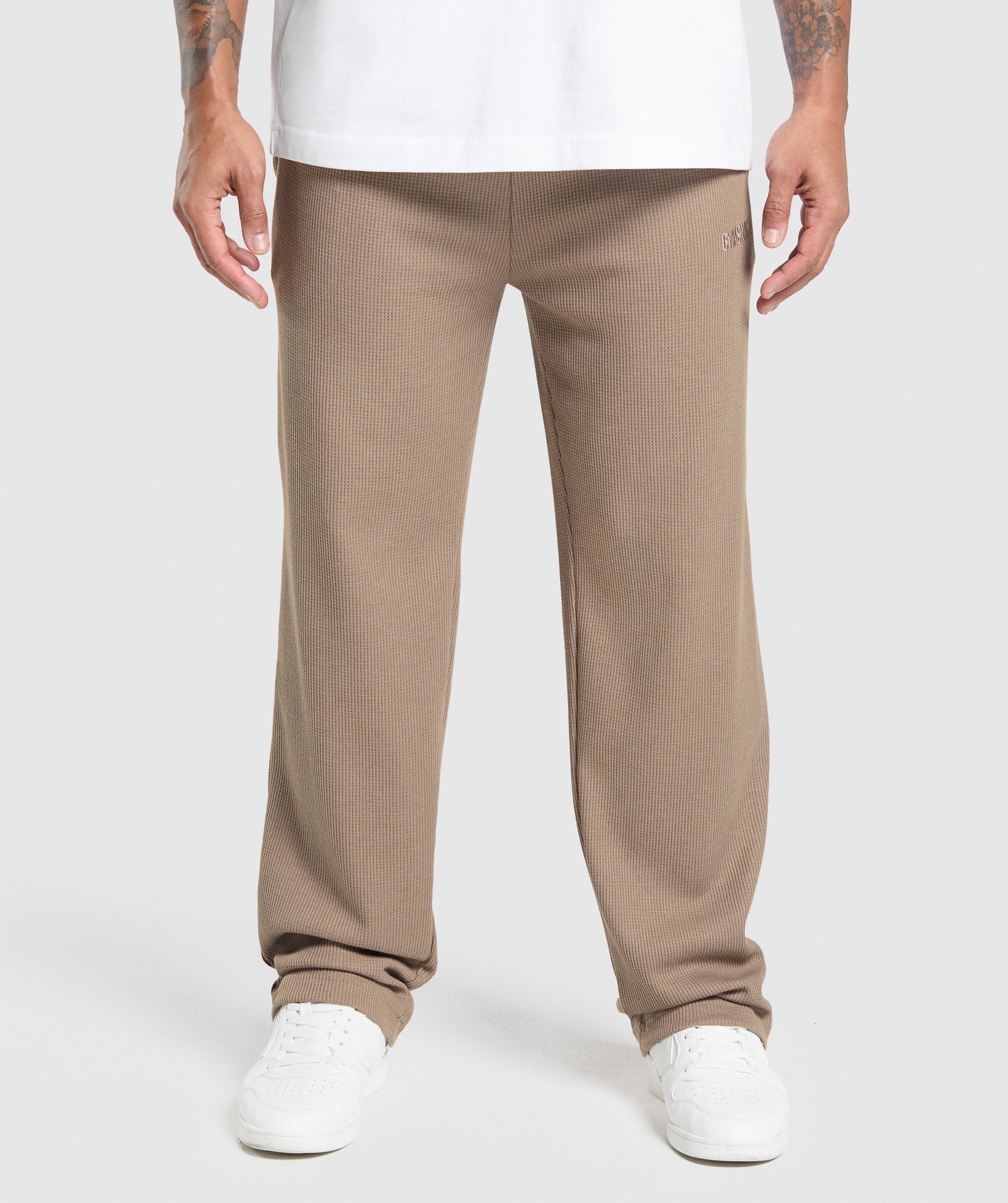 Gymshark Waffle Straight Leg Joggers - Lifestyle Brown