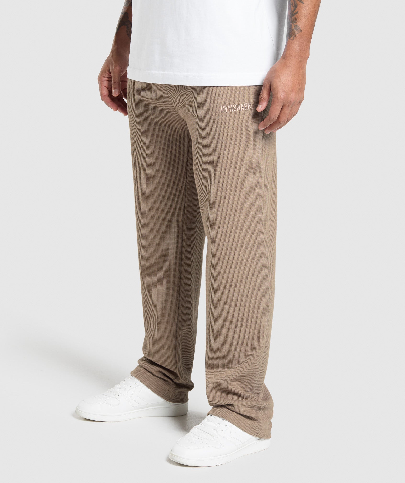 Gymshark Waffle Straight Leg Joggers - Lifestyle Brown