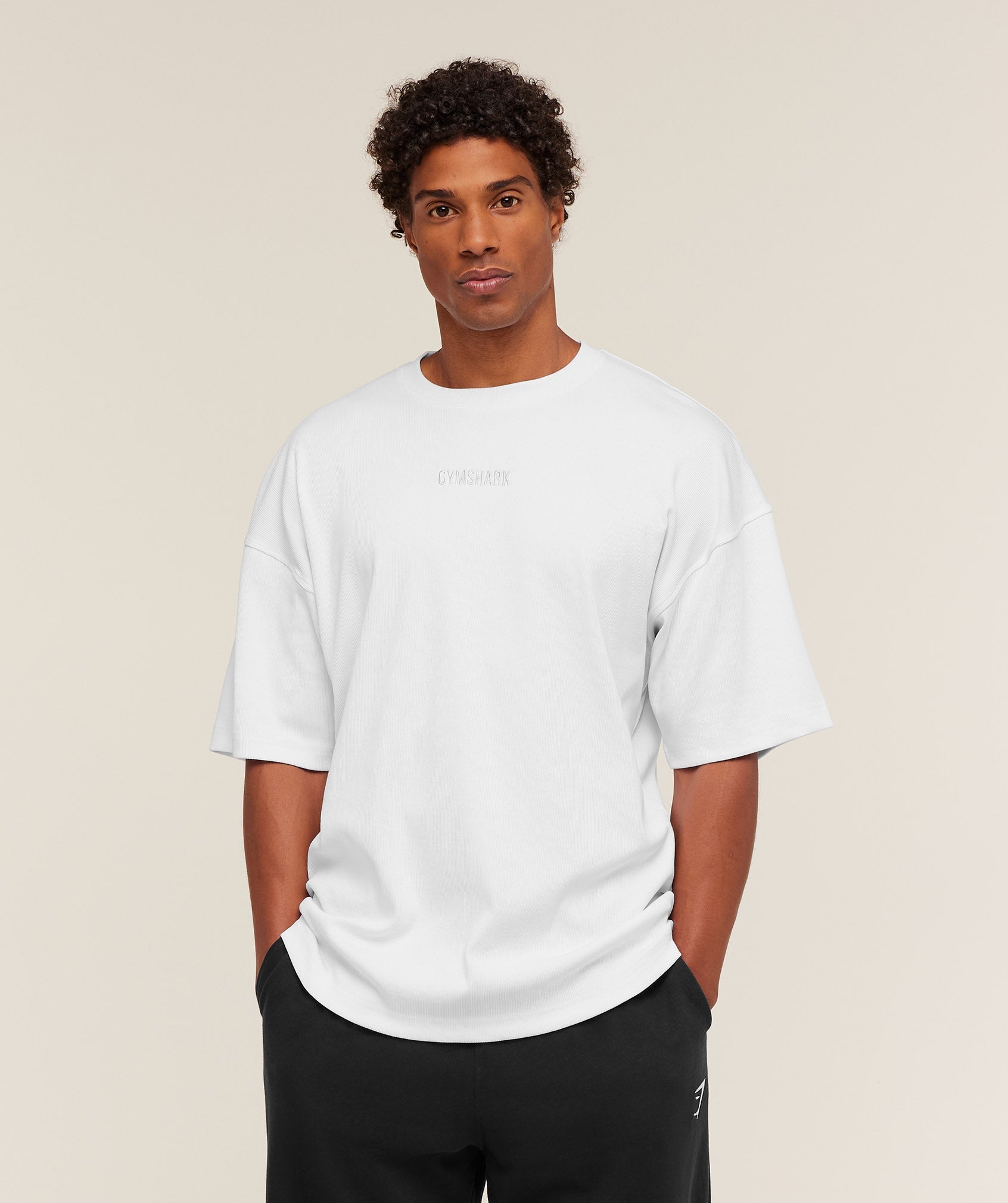 Gymshark Oversized Premium Ribbed T-Shirt - White