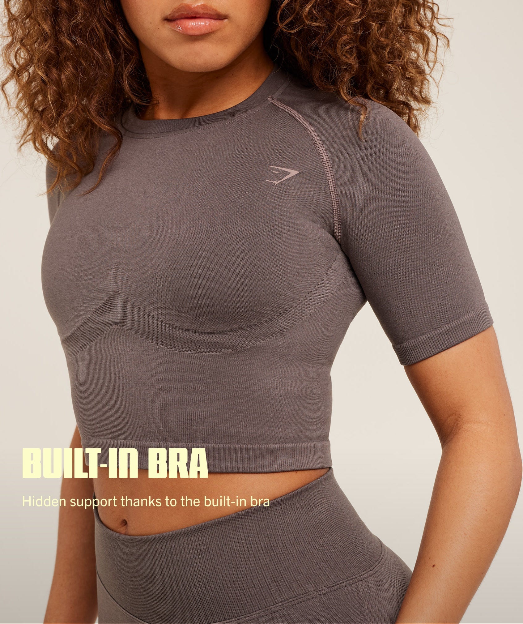 Gymshark Lift Seamless Short Sleeve Top - Cool Brown