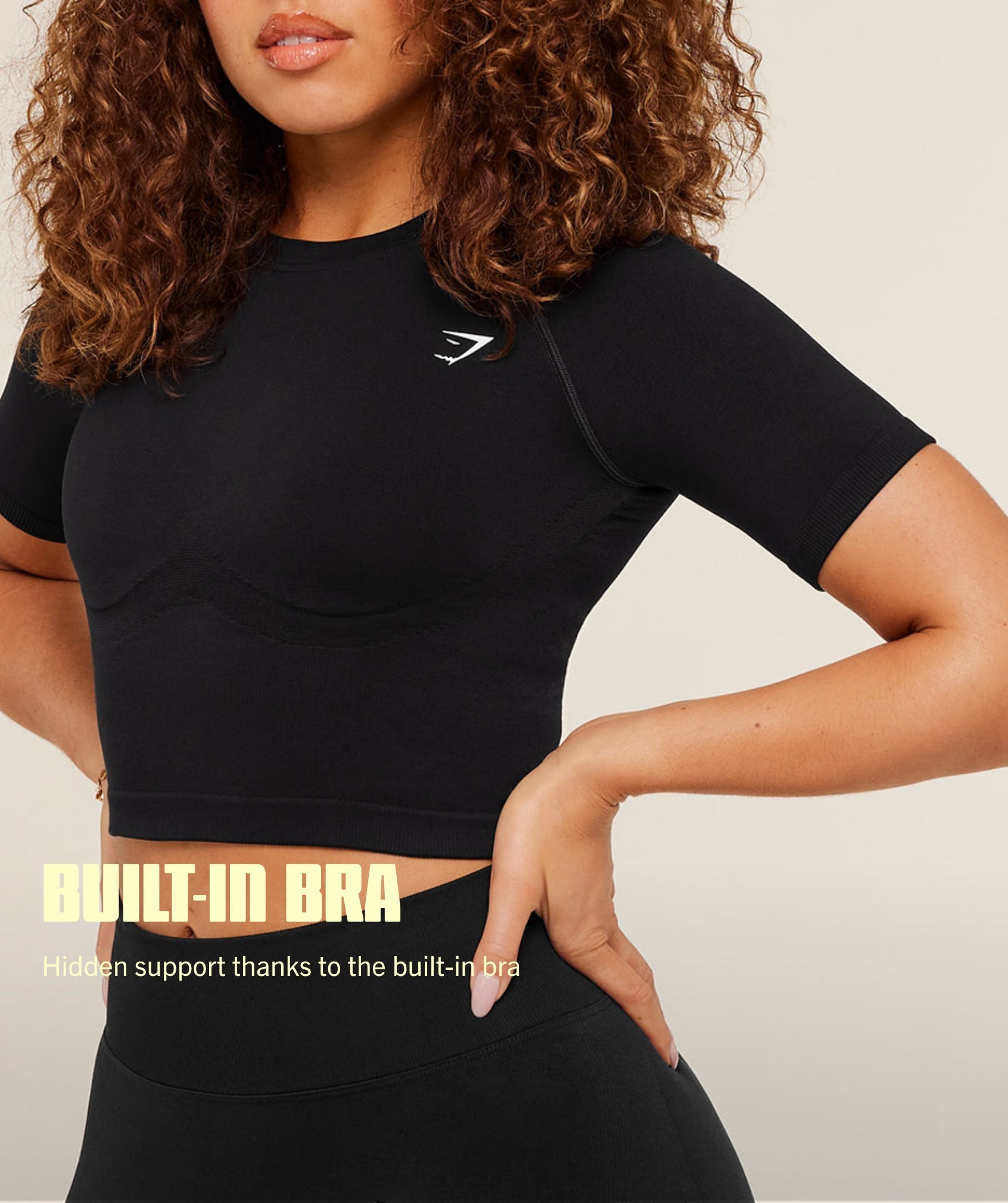 Gymshark Lift Seamless Short Sleeve Top - Black Marl