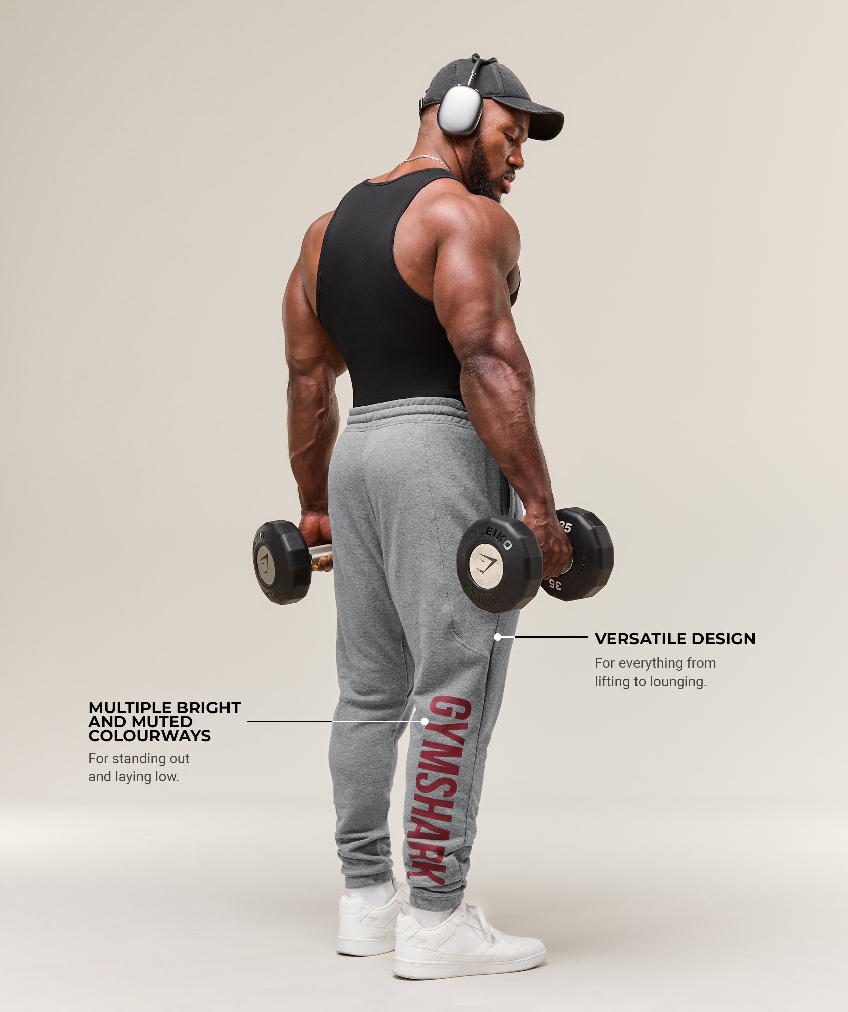 Gymshark Power Wordmark Joggers - Charcoal Core Marl