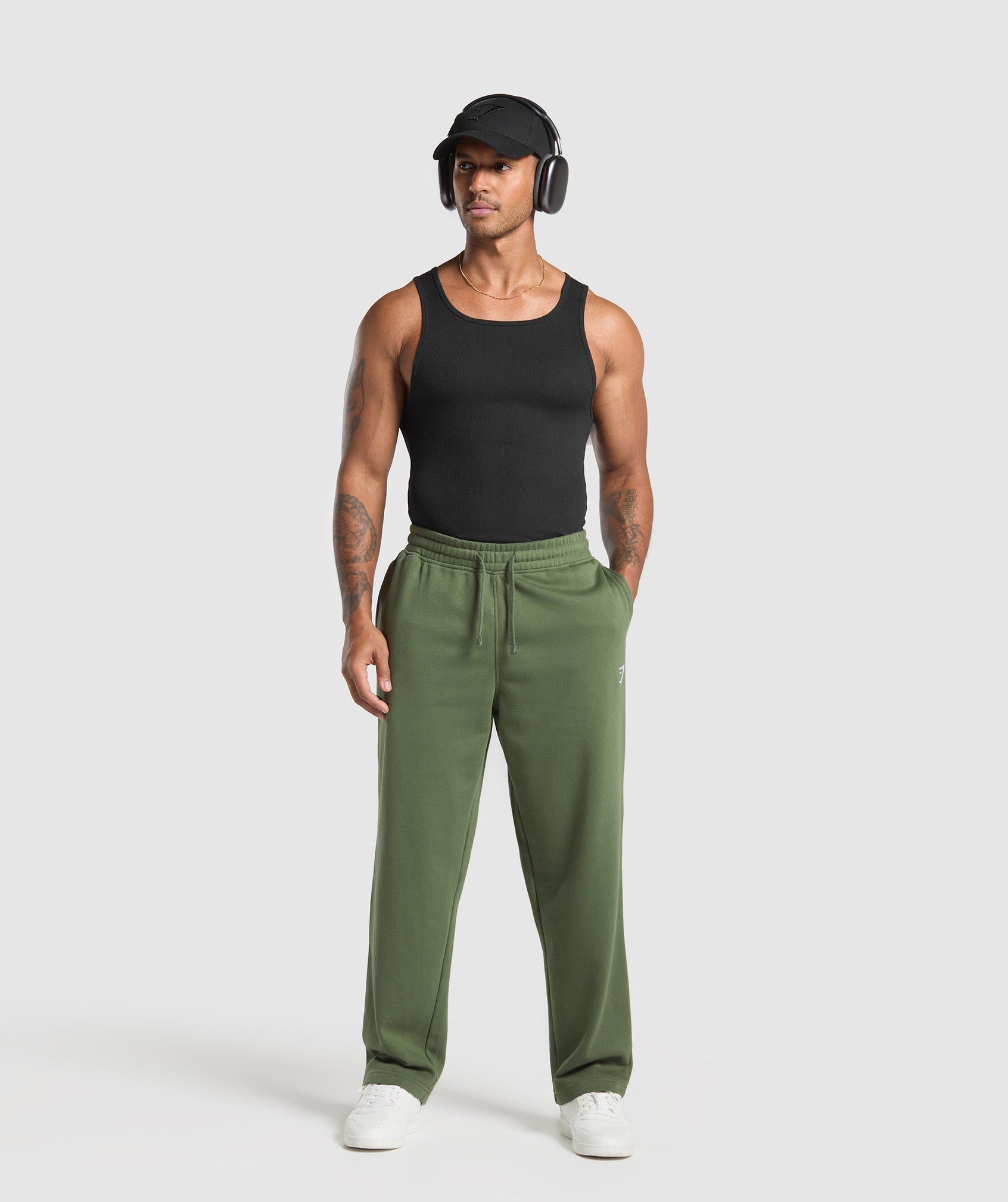 Gymshark Crest Straight Leg Joggers - Core Olive
