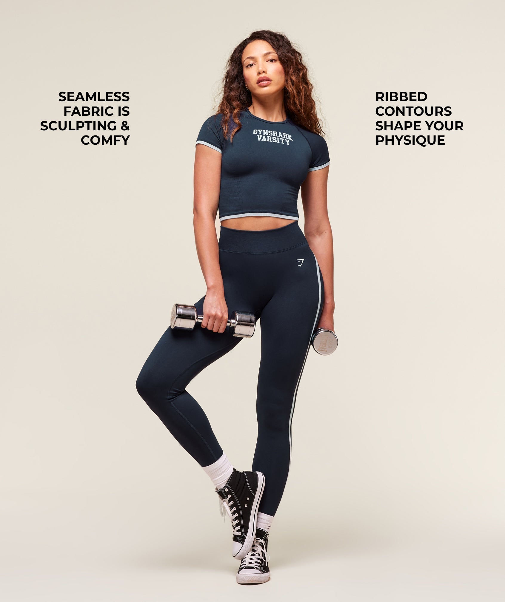 Gymshark Lift Campus Seamless Midi T-Shirt - Heavy Blue