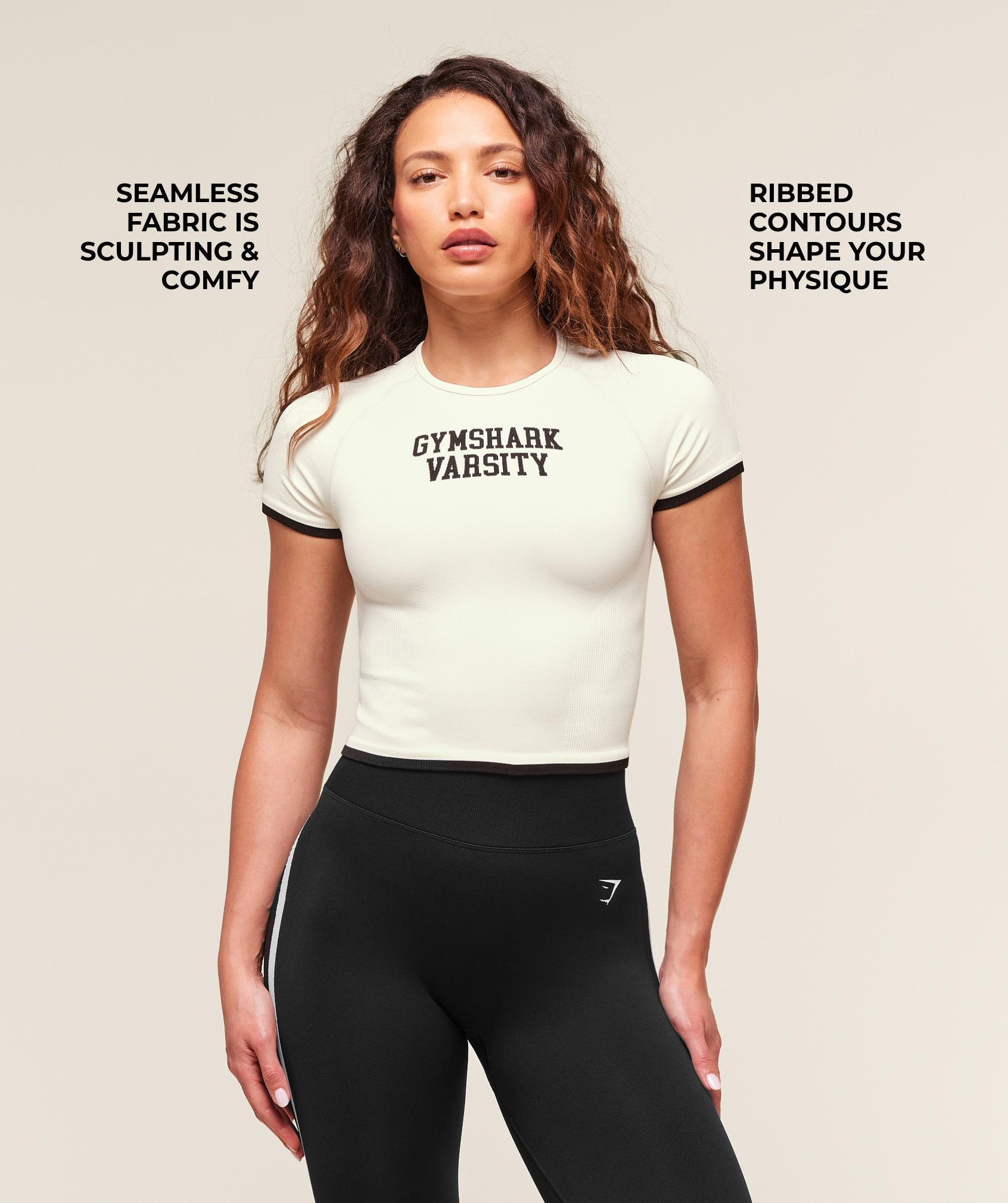 Gymshark Lift Campus Seamless Midi T-Shirt - Soft White