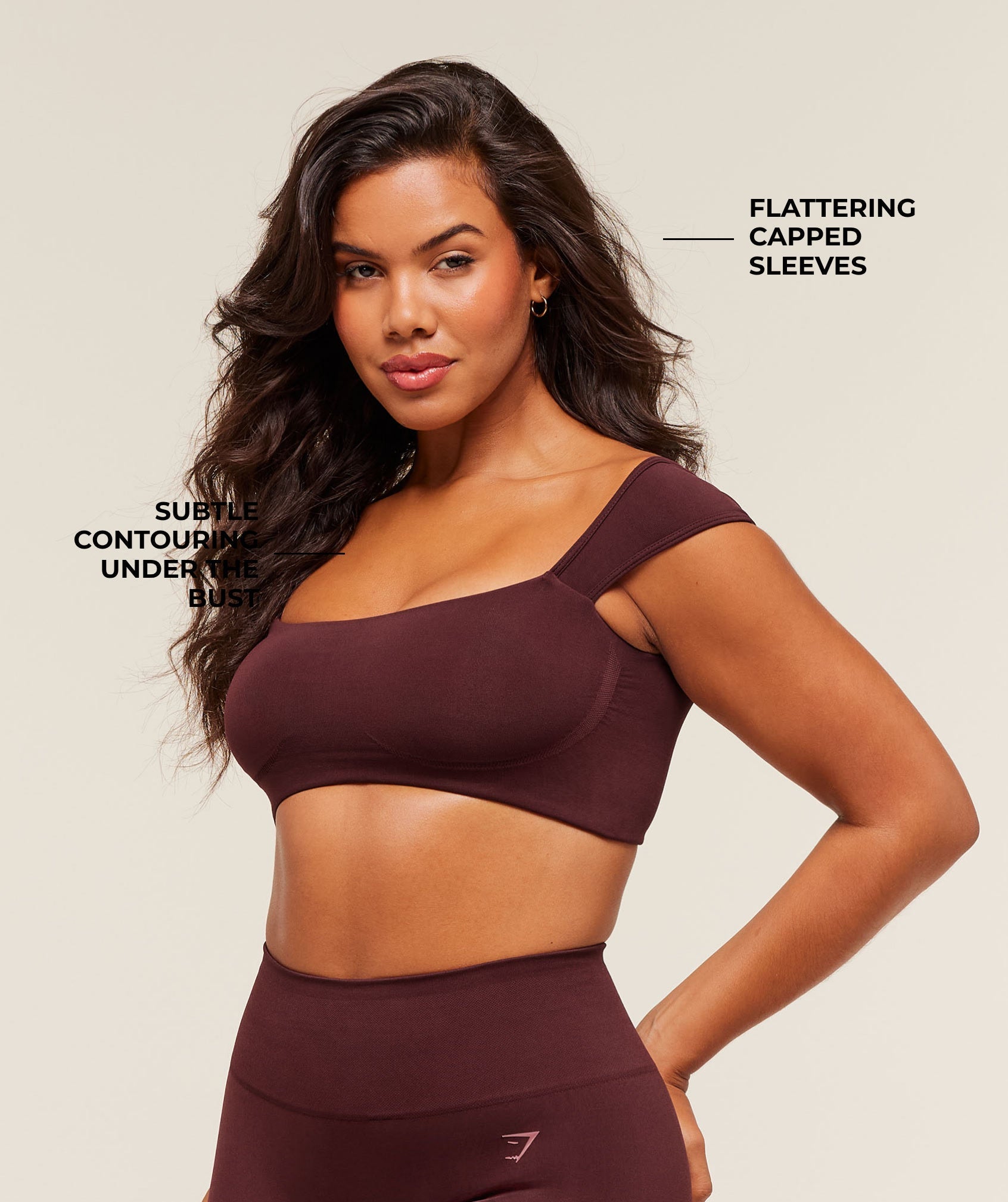 Gymshark Soft Sculpt Cap Sleeve Bralette - Rich Maroon