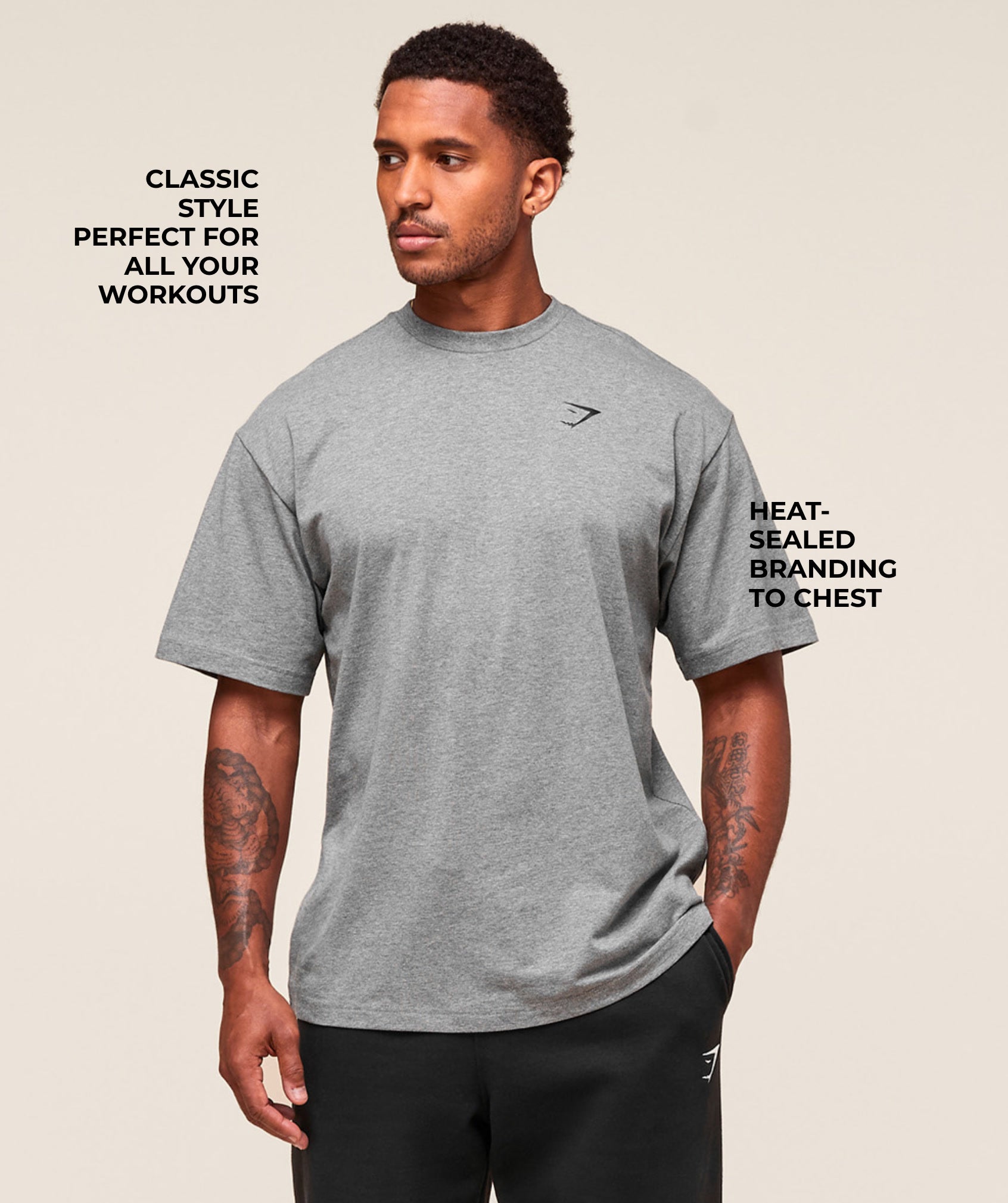 Gymshark Essential Oversized T-Shirt - Charcoal Grey Marl