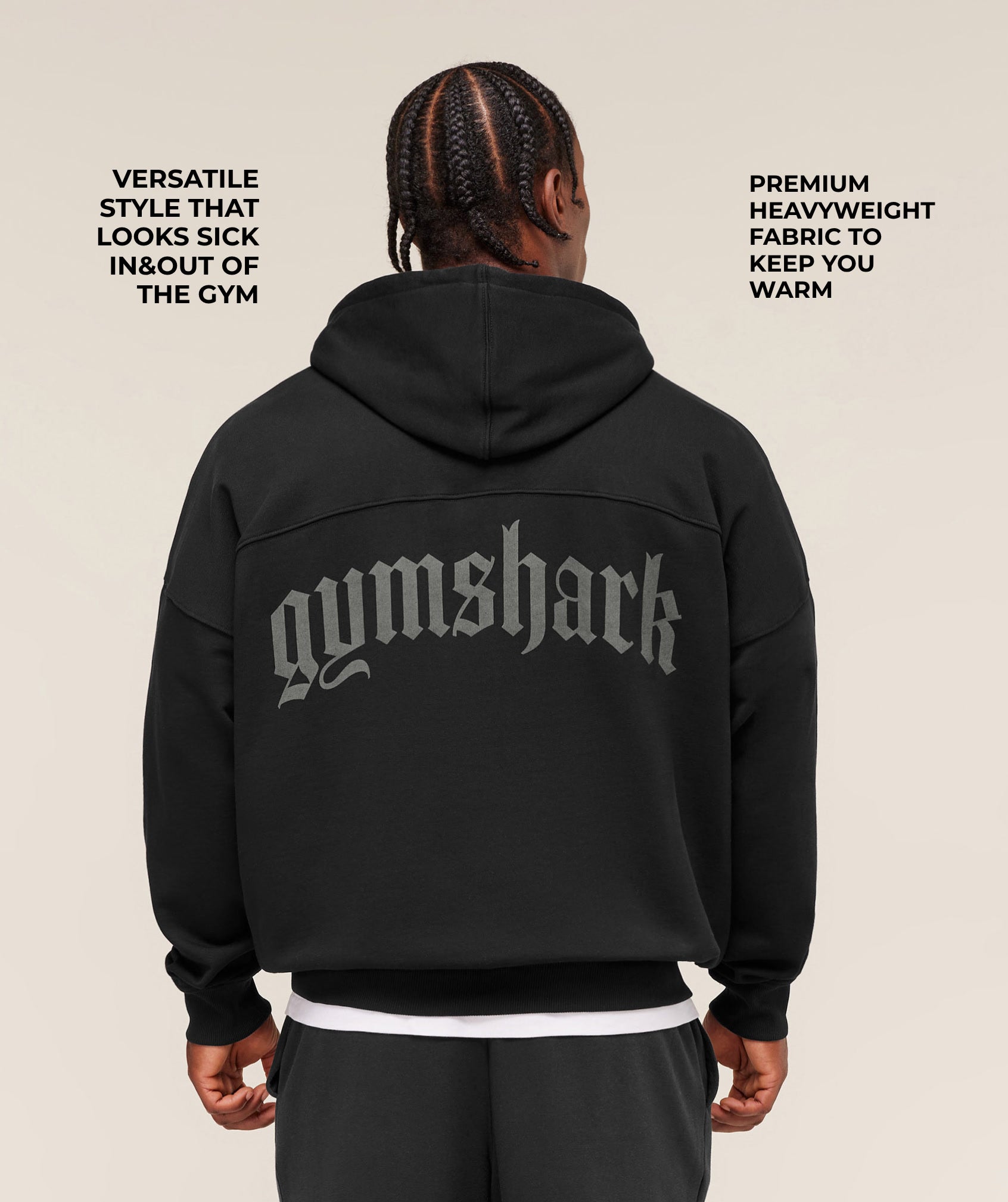 Gymshark Olde English Zip Up Hoodie - Black