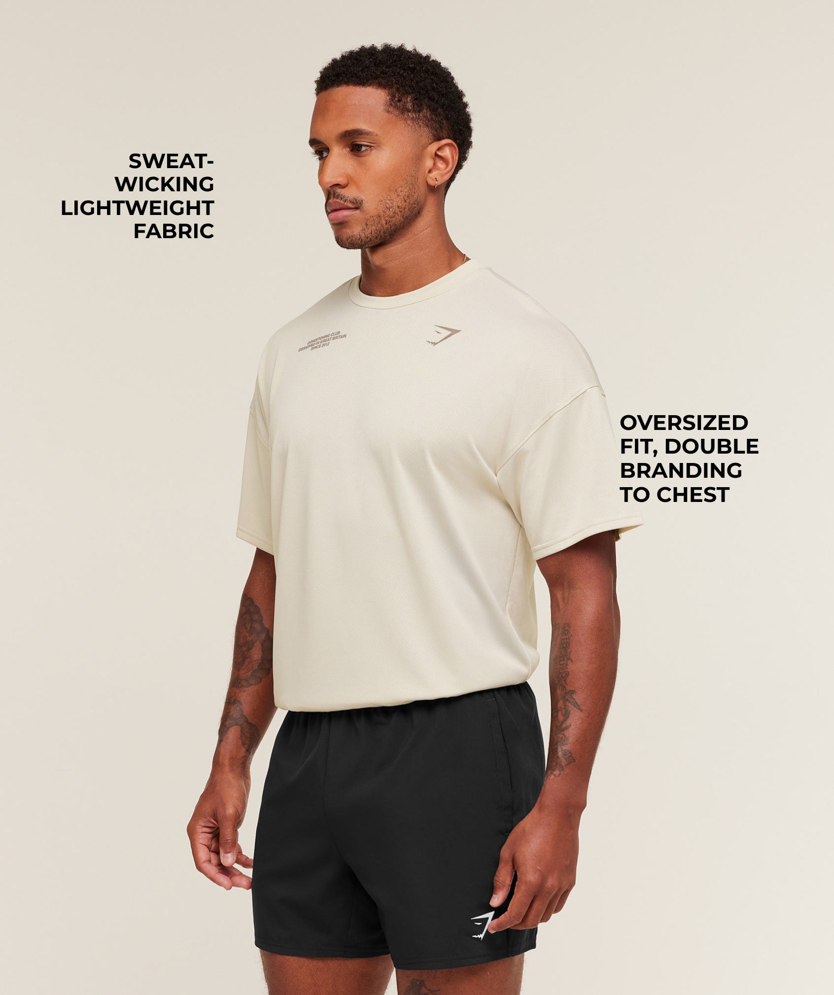 Gymshark Conditioning Club Oversized T-Shirt - Pebble Grey/Cement Brown