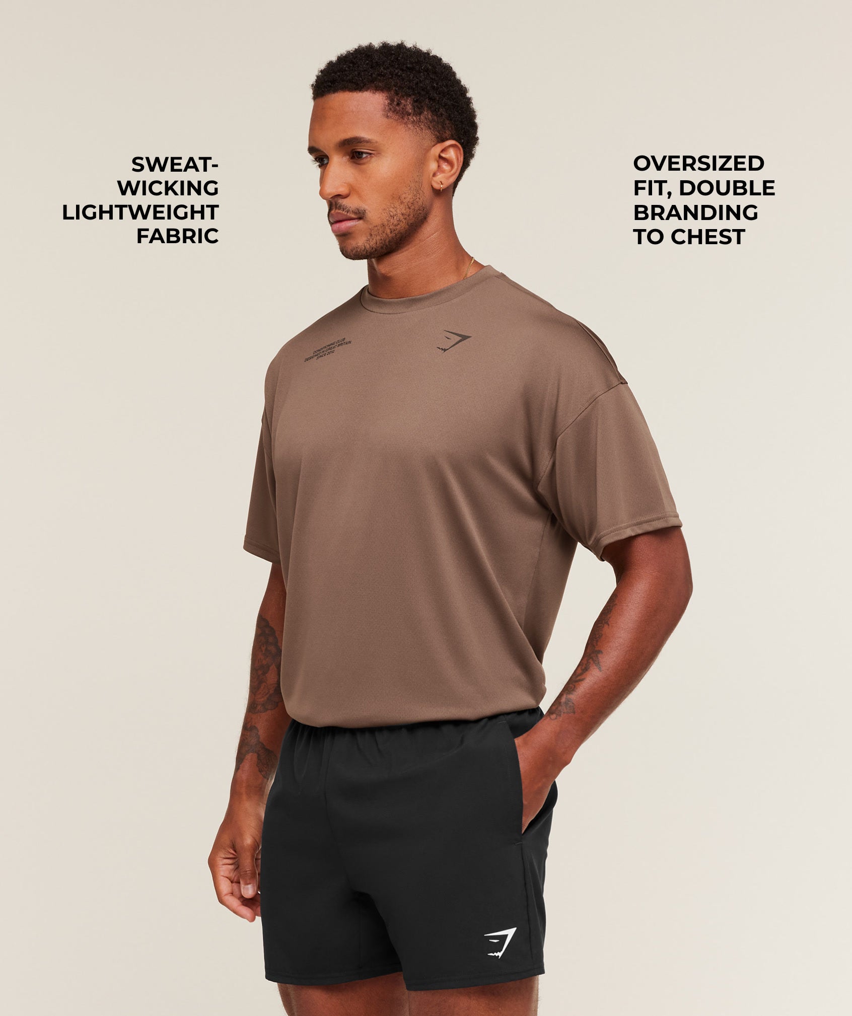 Gymshark Conditioning Club Oversized T-Shirt - Soft Brown/Archive Brown