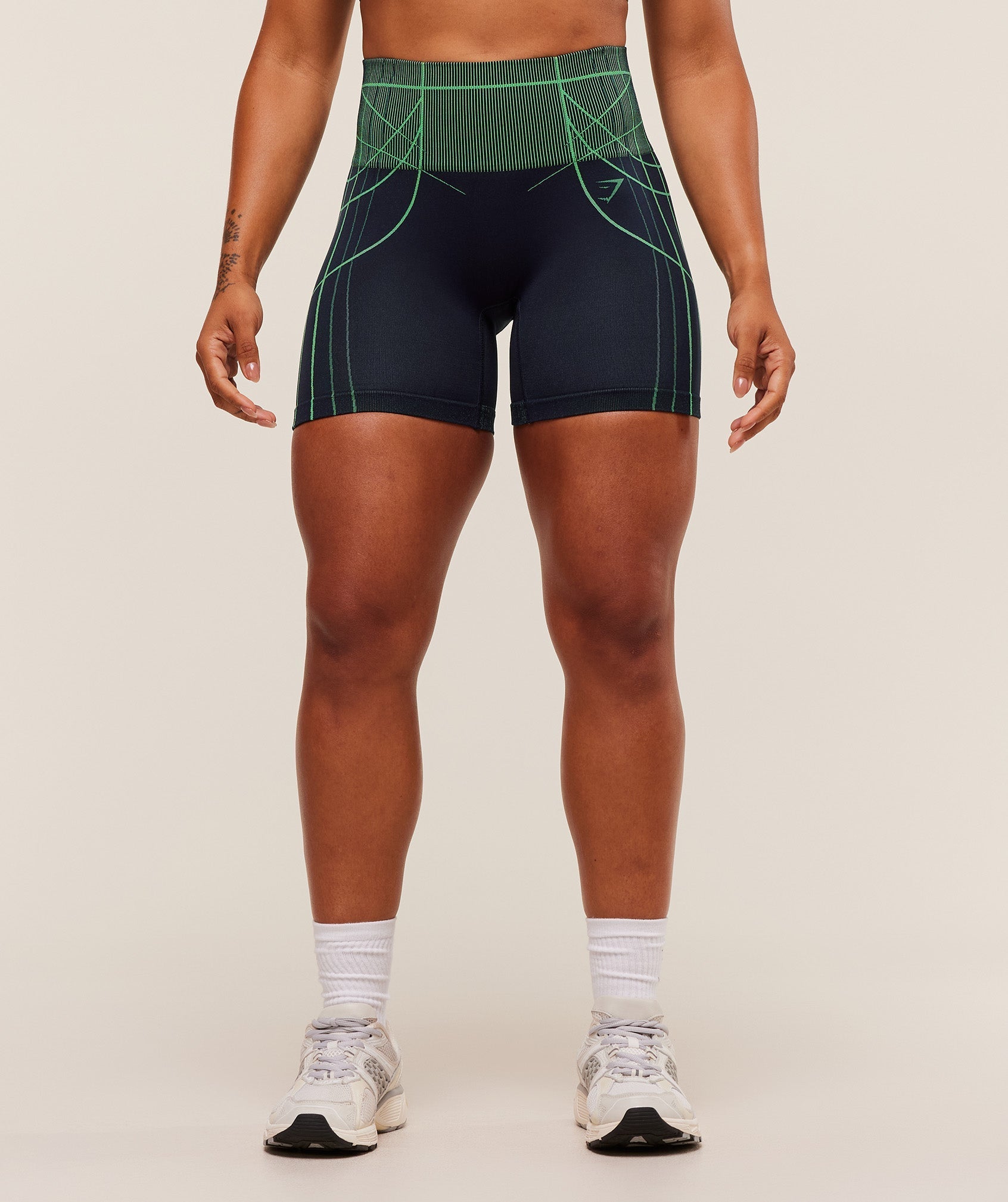 Gymshark Apex Seamless Shorts - Heavy Blue/Active Green