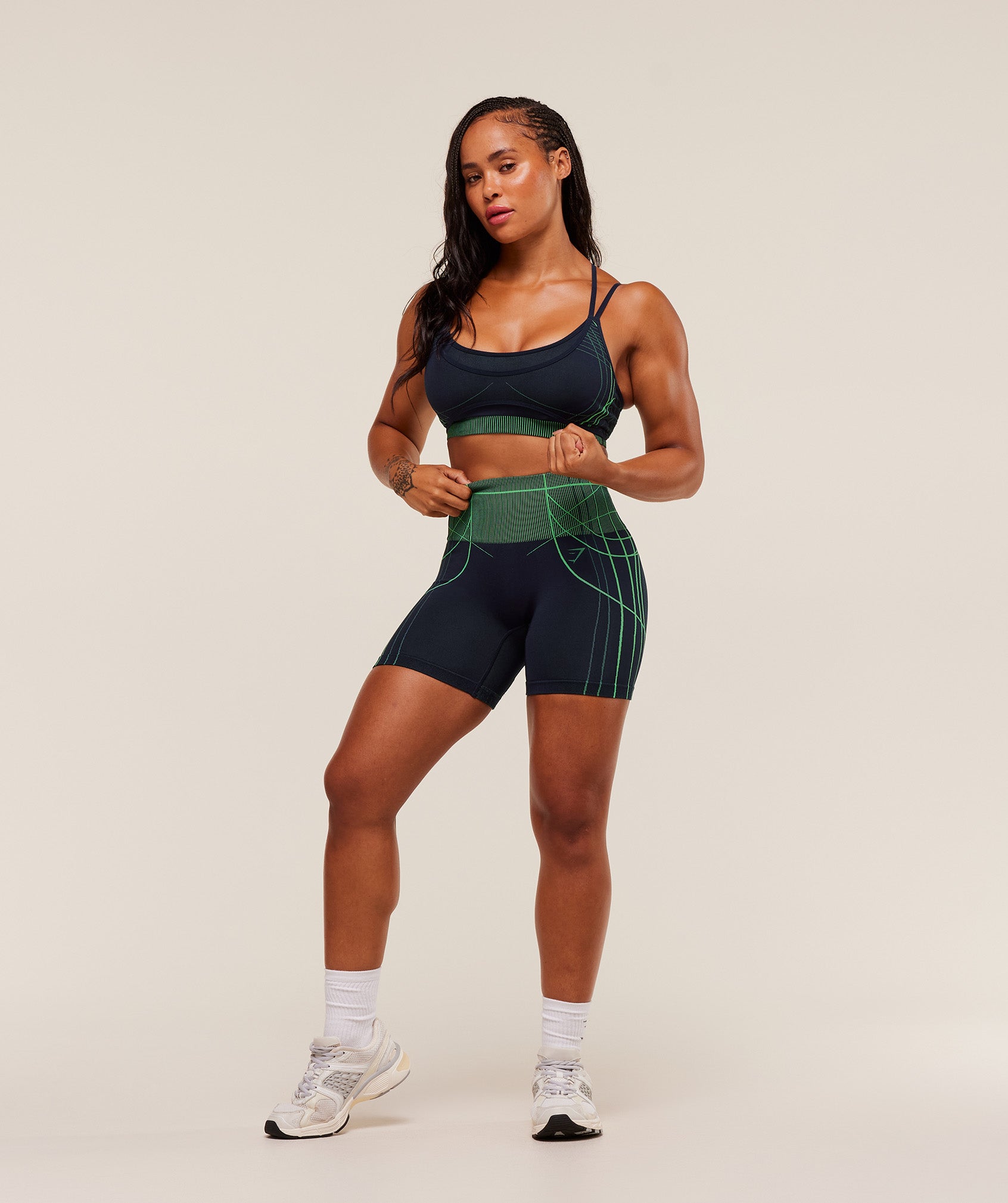 Gymshark Apex Seamless Shorts - Heavy Blue/Active Green