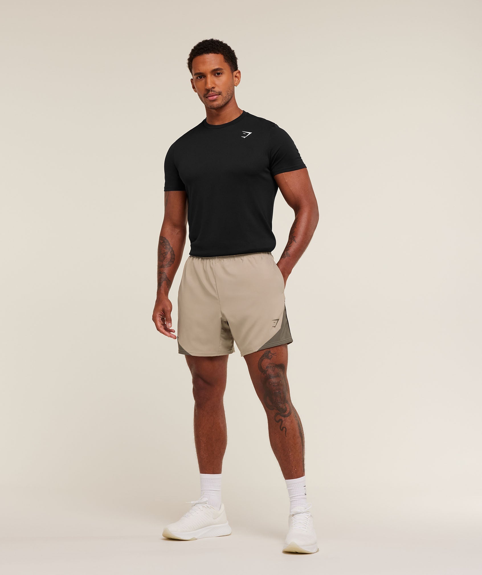 Gymshark Arrival Block 6" Shorts - Cement Brown