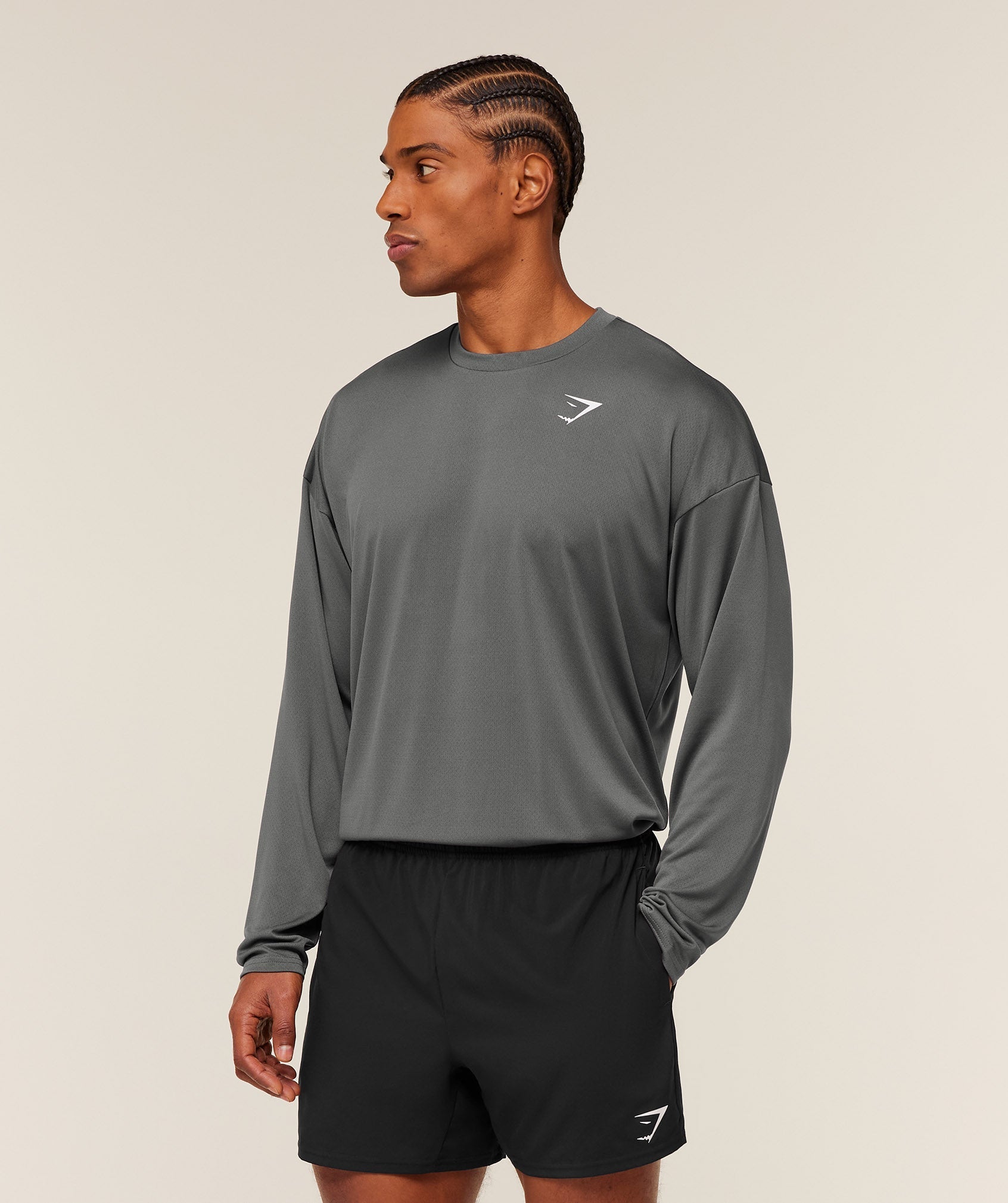 Gymshark Arrival Oversized Long Sleeve T-Shirt - Silhouette Grey