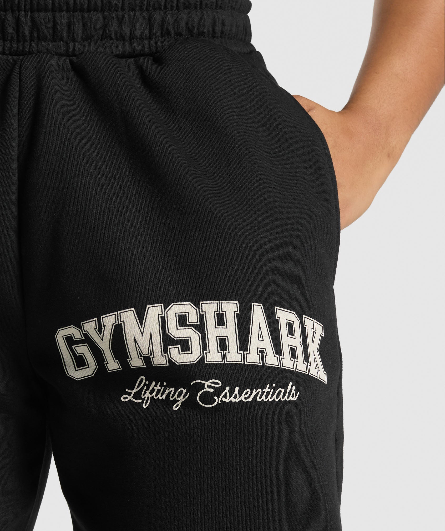 Gymshark Lifting Essentials Graphic Brushed Oversized Joggers - Black