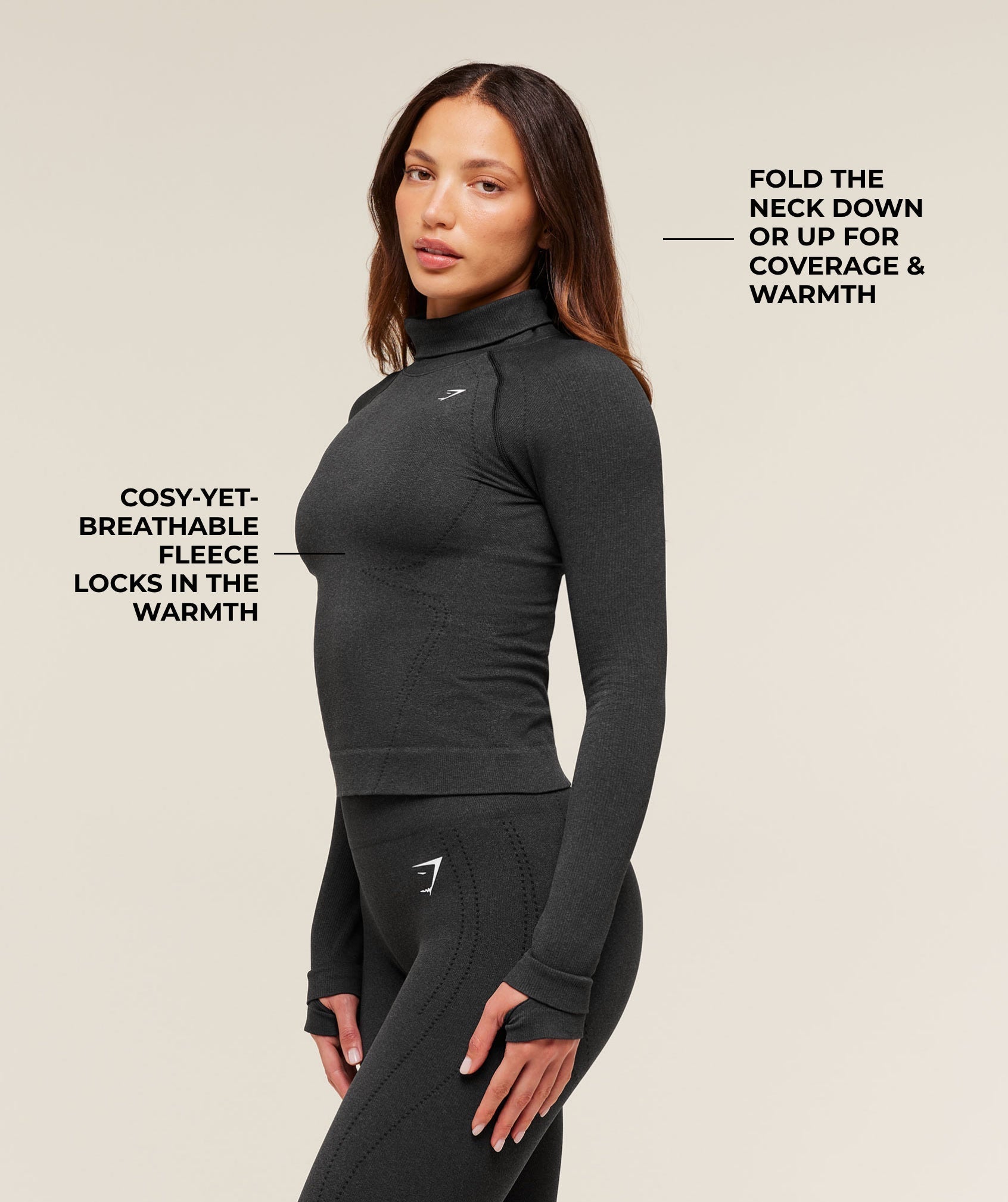 Gymshark Vital Warm Long Sleeve Top - Black Marl