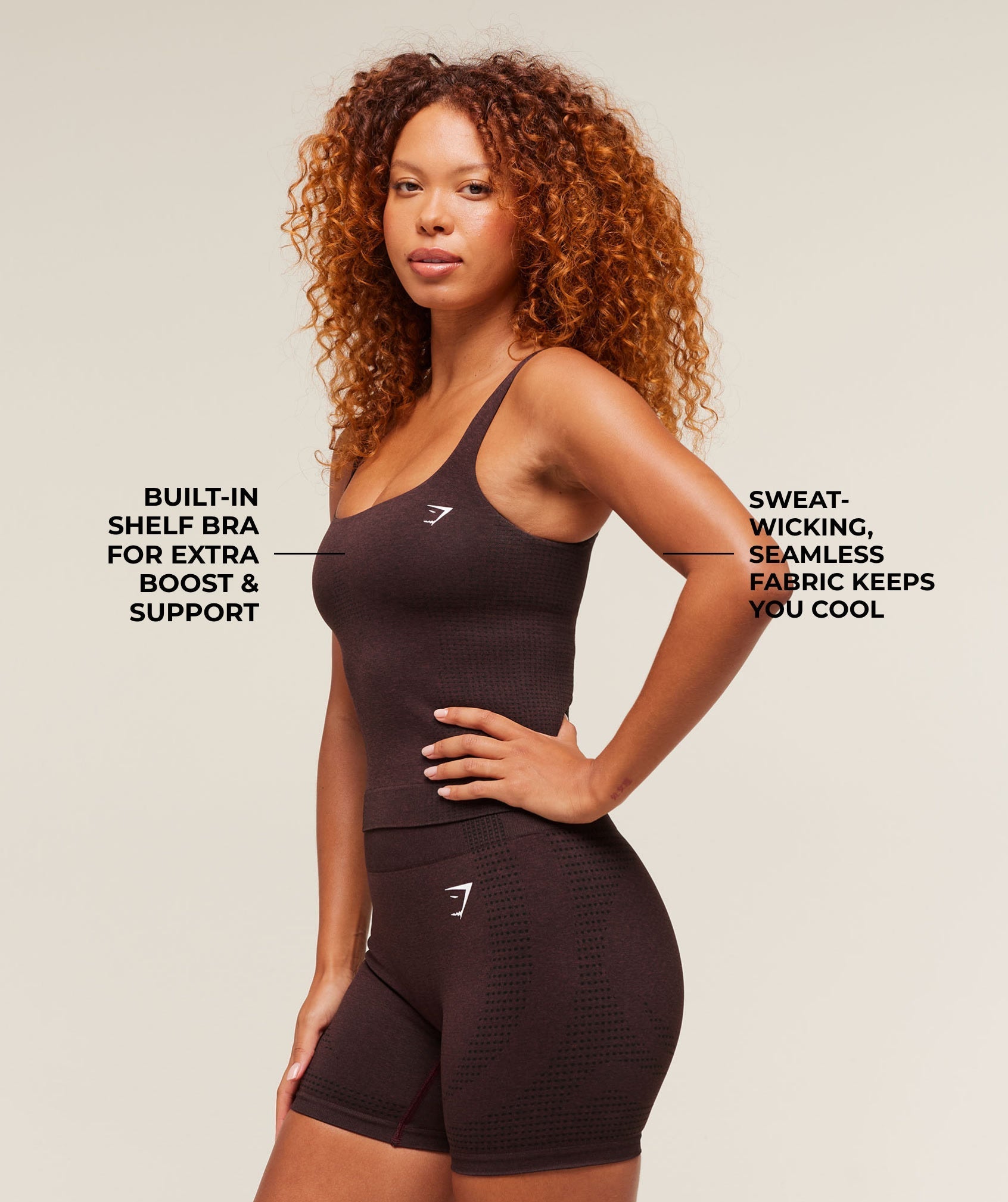 Gymshark Vital Tank With Shelf - Rich Maroon/Marl