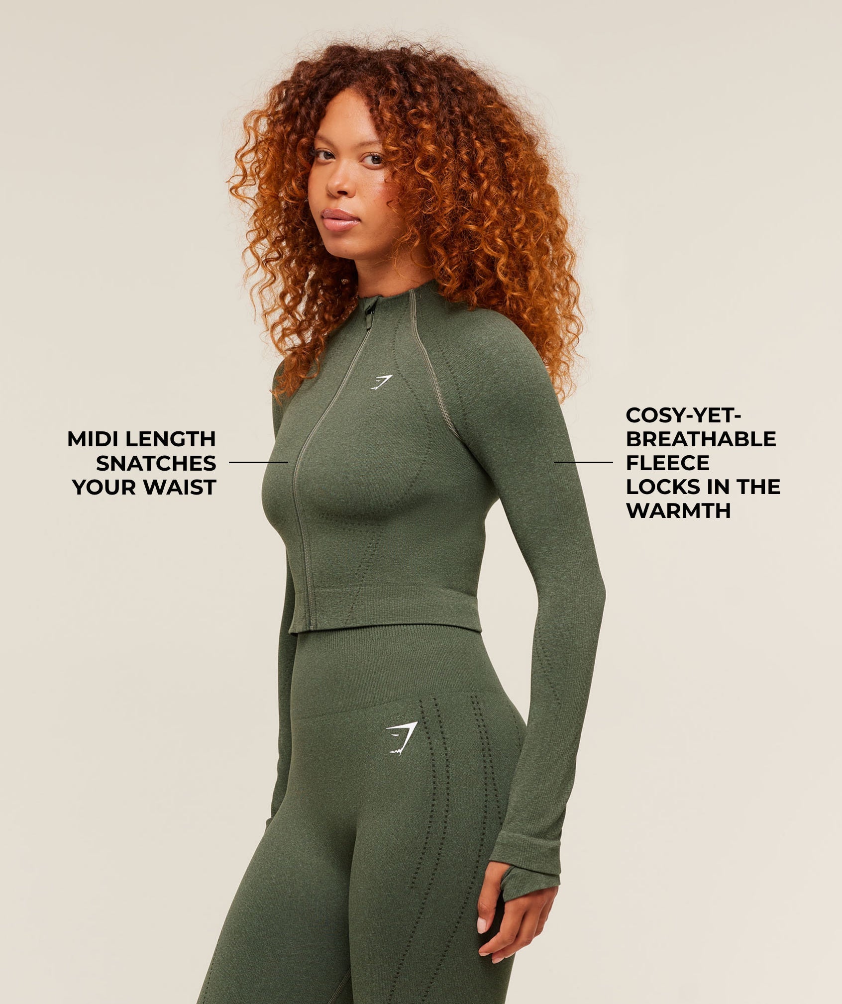 Gymshark Vital Warm Jacket - Base Green/Marl