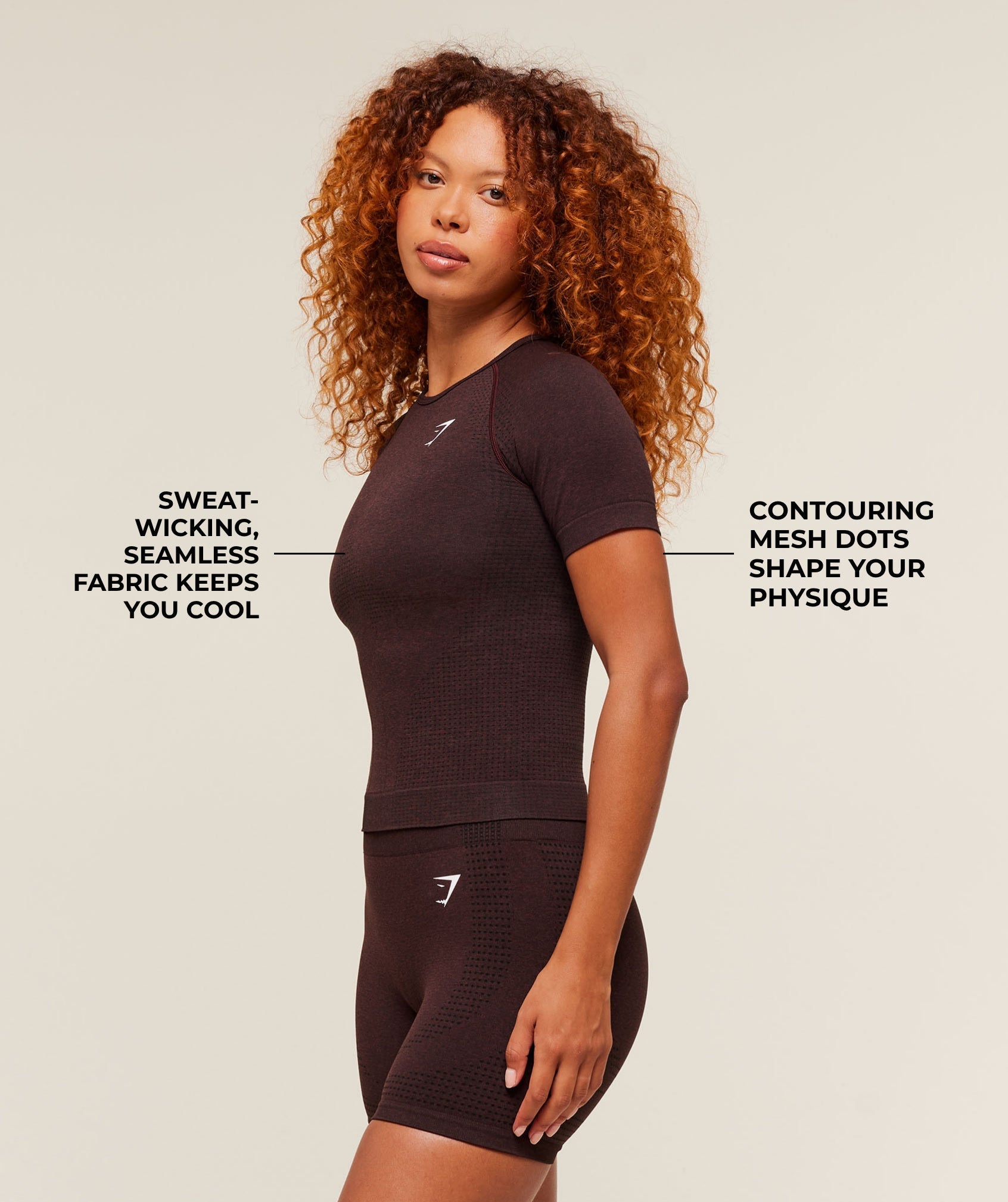 Gymshark Vital Tight T-Shirt - Rich Maroon/Marl