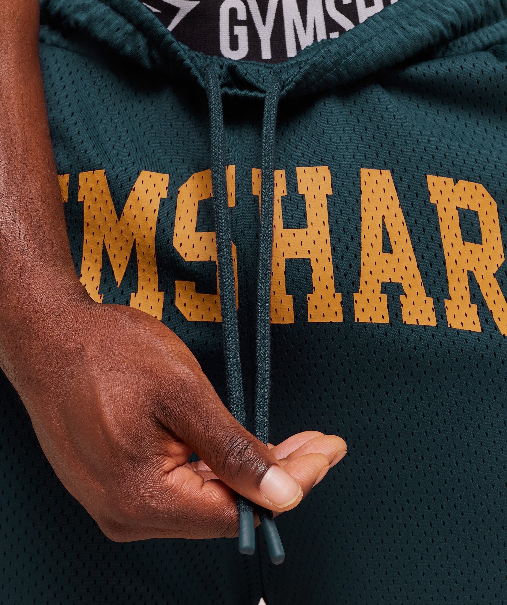 Gymshark Campus Mesh Shorts - Deep Petrol Blue/Antique Gold