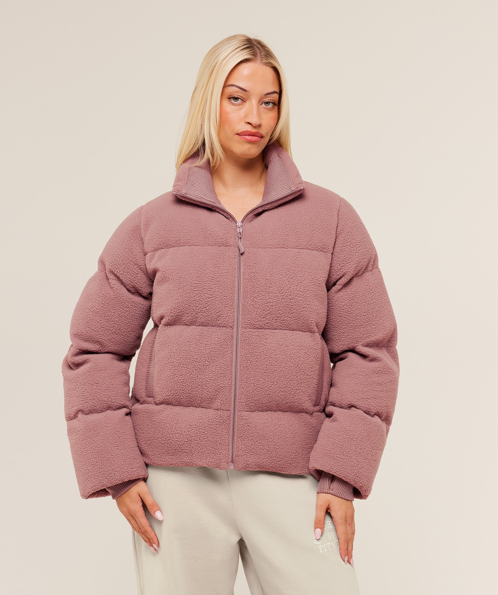 Gymshark Sherpa Puffer Jacket - Chestnut Pink