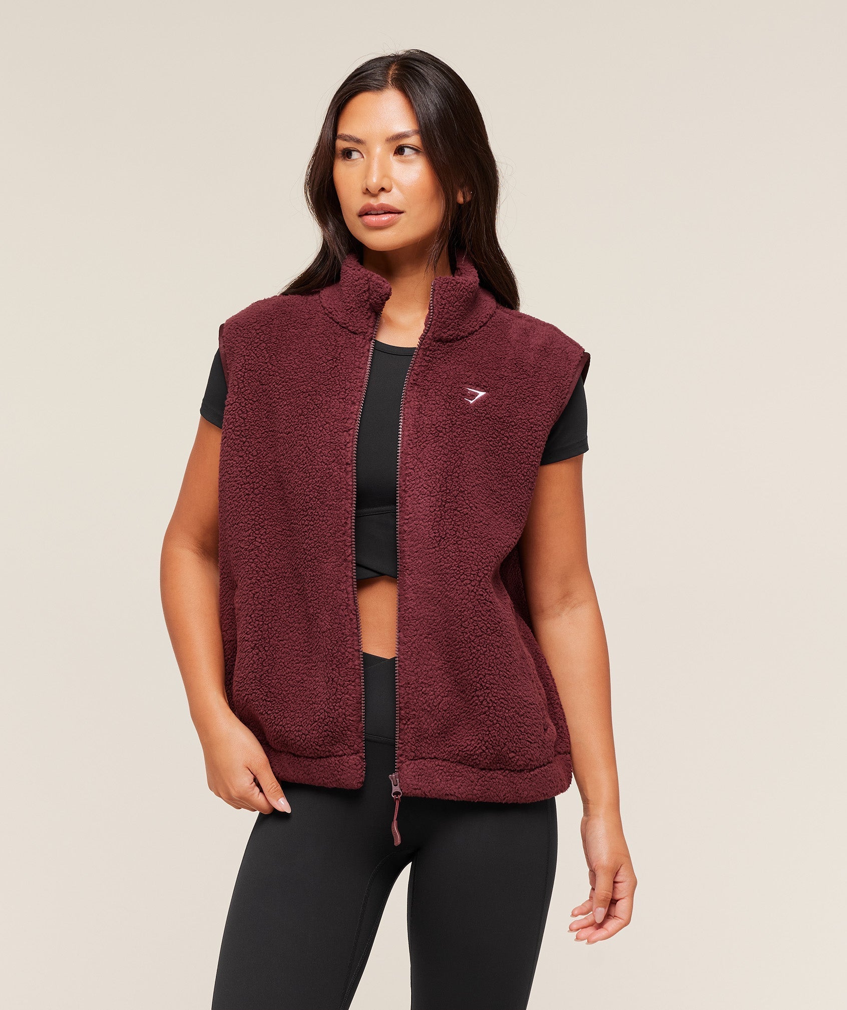 Gymshark Sherpa Gilet - Rich Maroon