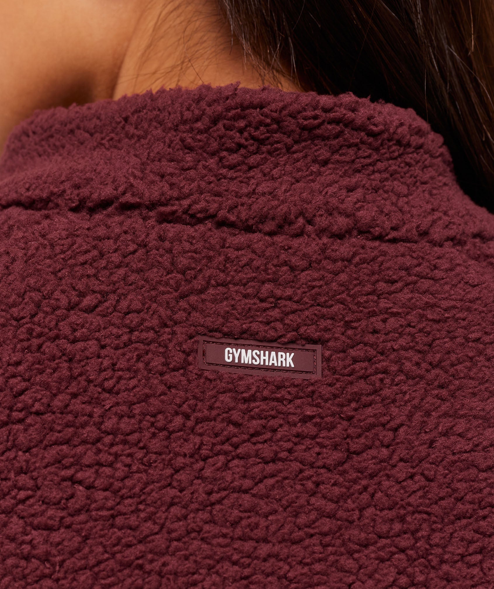 Gymshark Contrast Sherpa Jacket - Rich Maroon/Reset Pink/Oat White