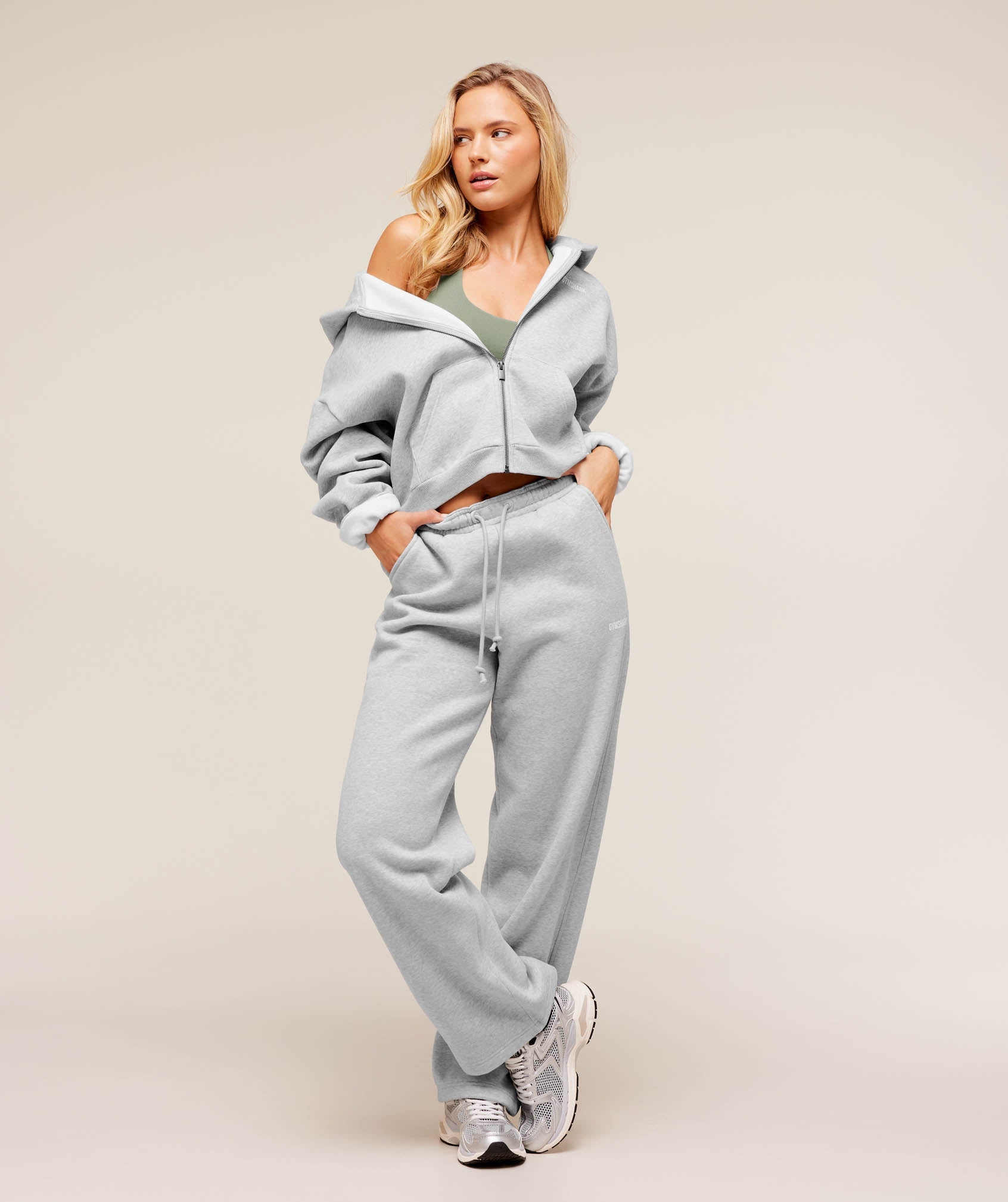 Gymshark Cosy Luxe Zip Through Hoodie - Soft Grey Marl