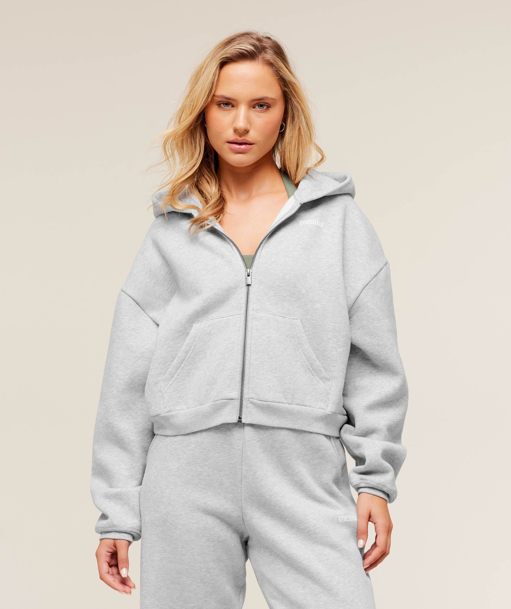 Gymshark Cosy Luxe Zip Through Hoodie - Soft Grey Marl
