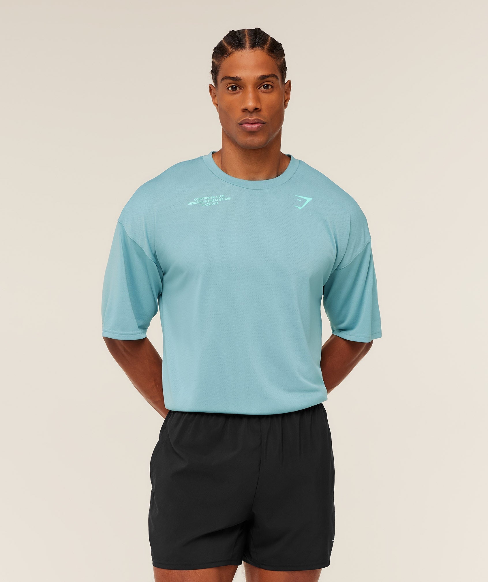 Gymshark Conditioning Club Oversized T-Shirt - GS Flow Blue/GS Pop Turquoise
