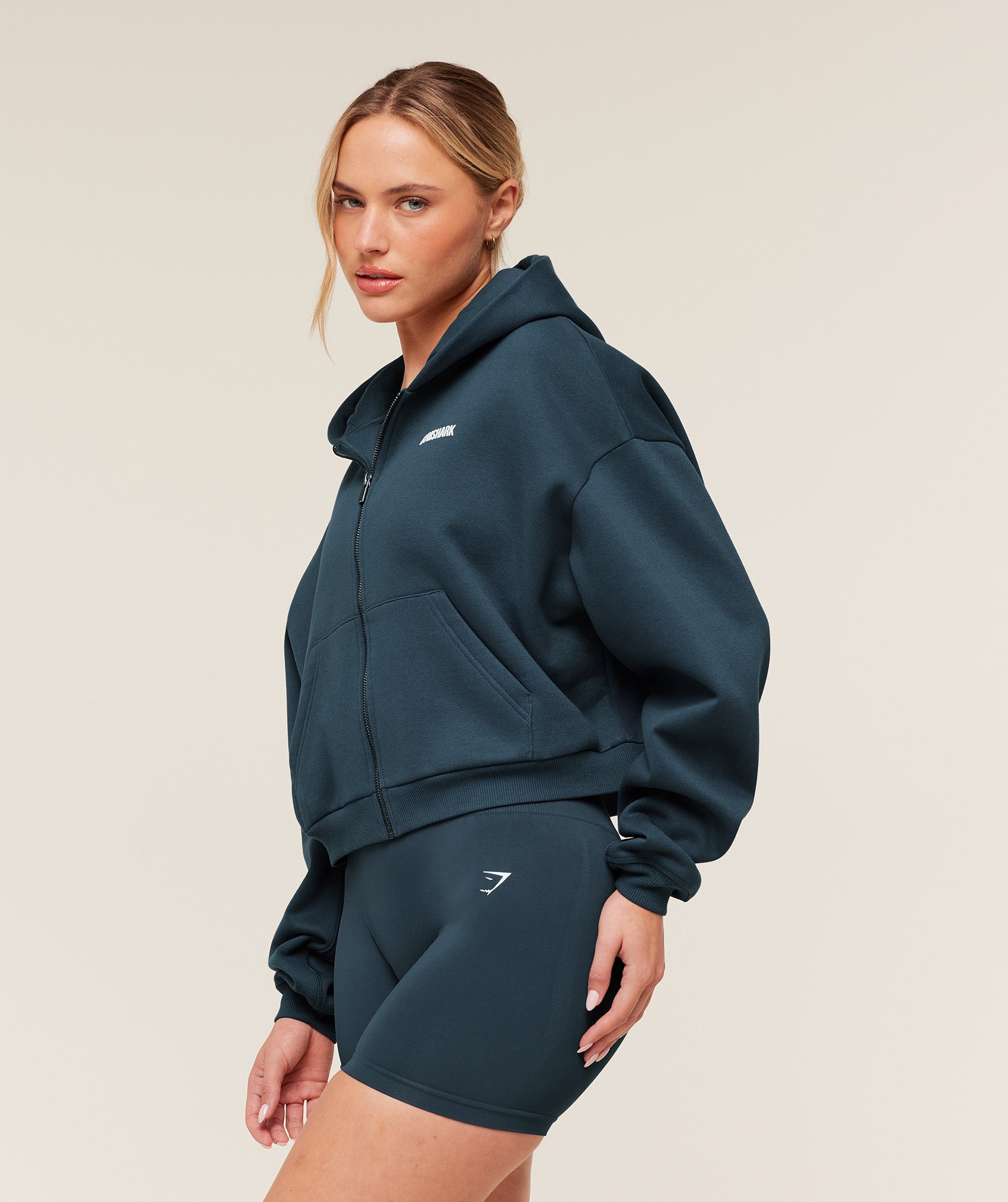 Gymshark Cosy Luxe Zip Through Hoodie - GS Stealth Blue