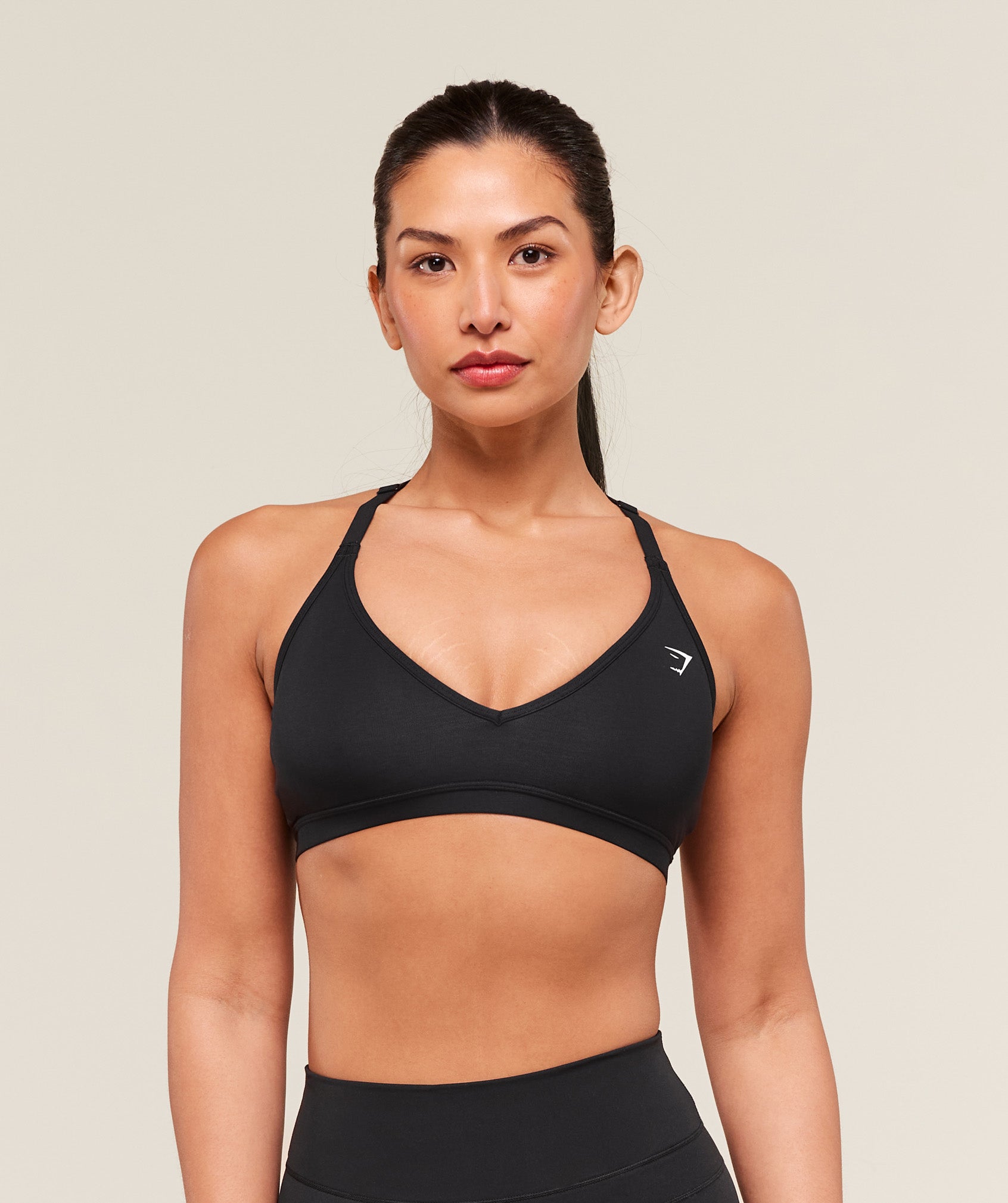 Gymshark Cotton Racerback Sports Bra - Black