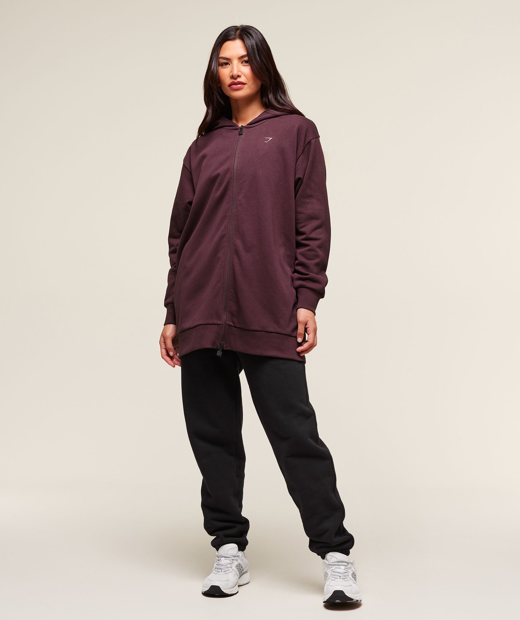 Gymshark Covered Longline Zip Up Hoodie - Cherry Purple