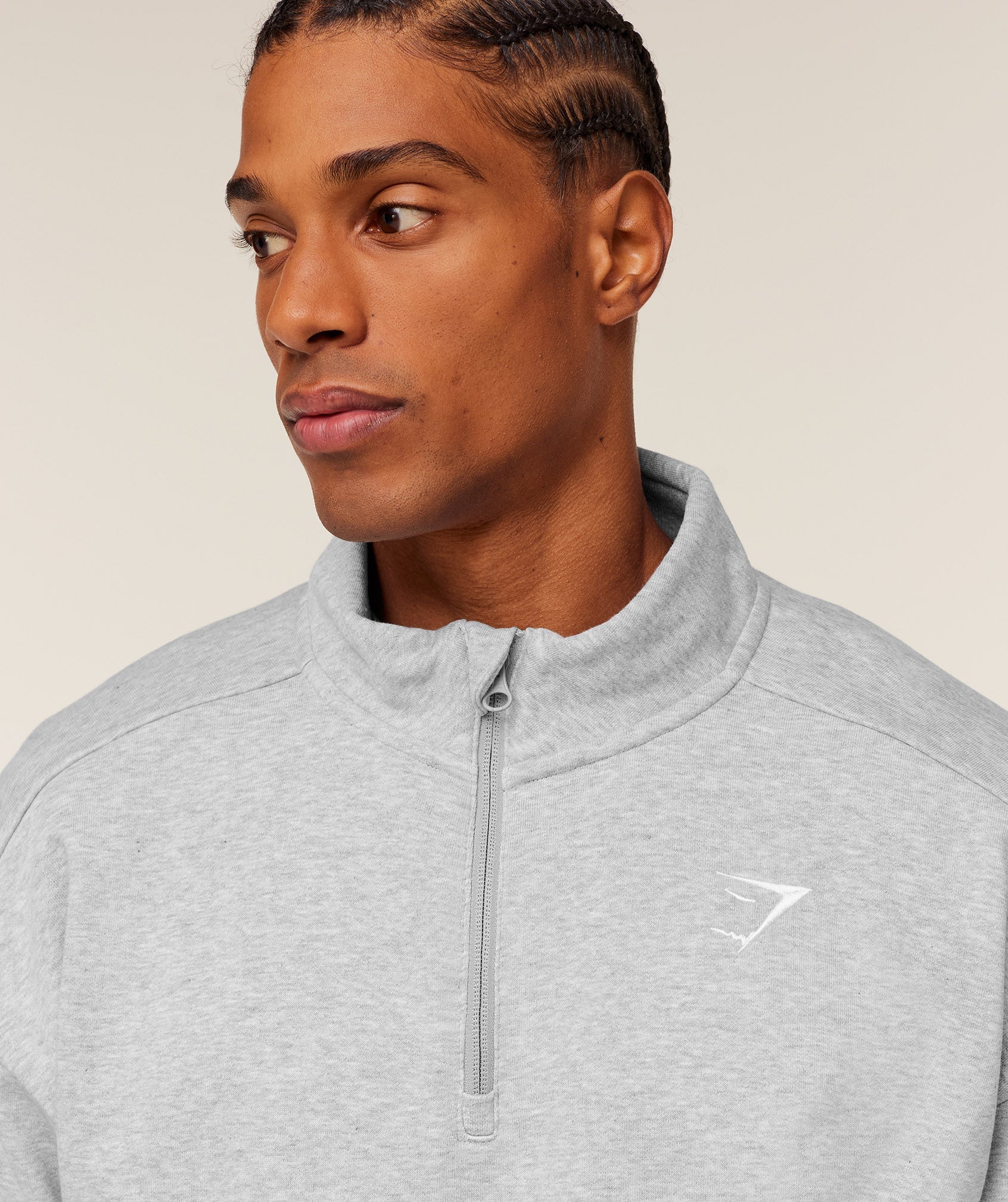 Gymshark Crest 1/4 Zip - Light Grey Core Marl