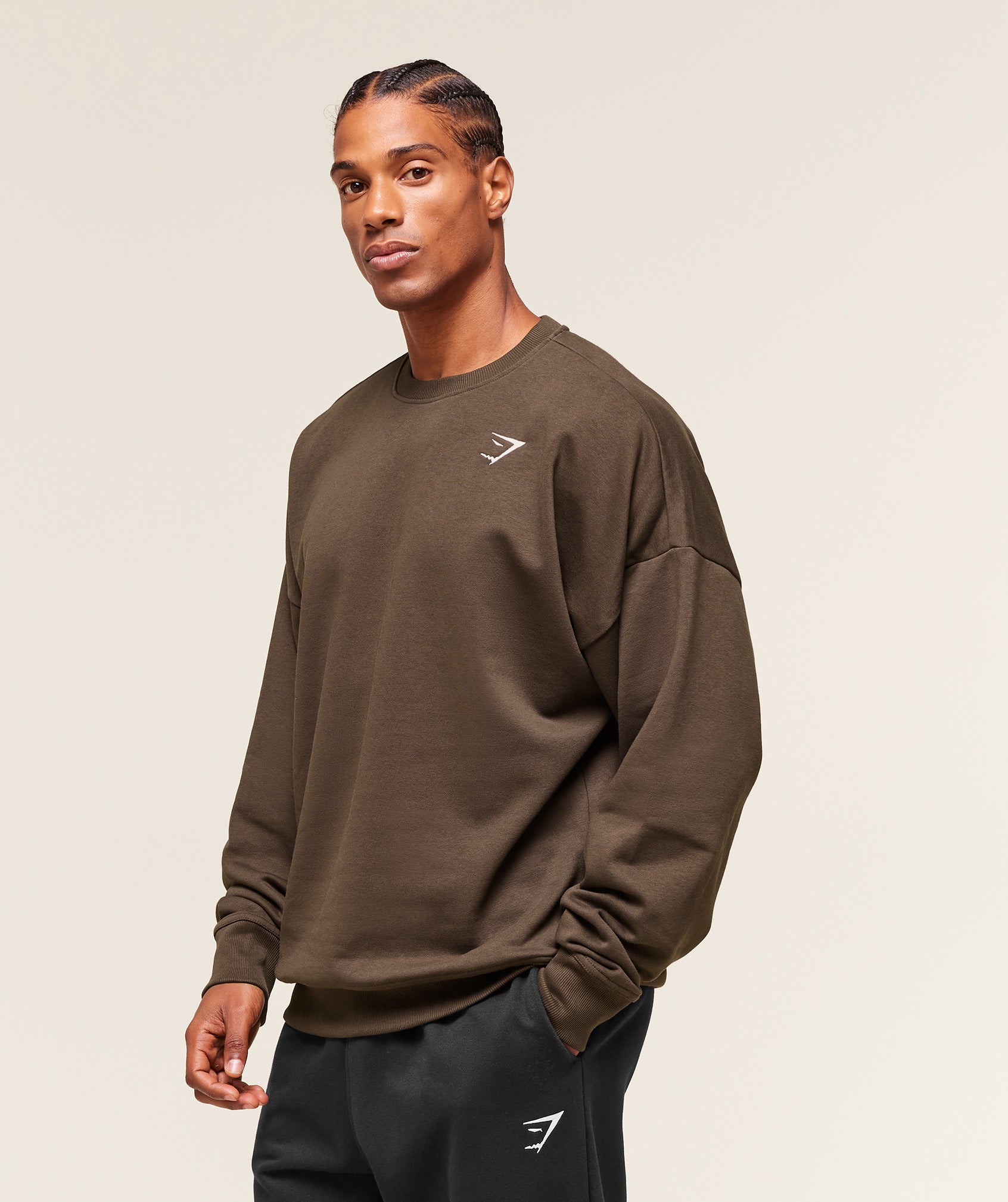 Gymshark Crest Oversized Crew - Archive Brown
