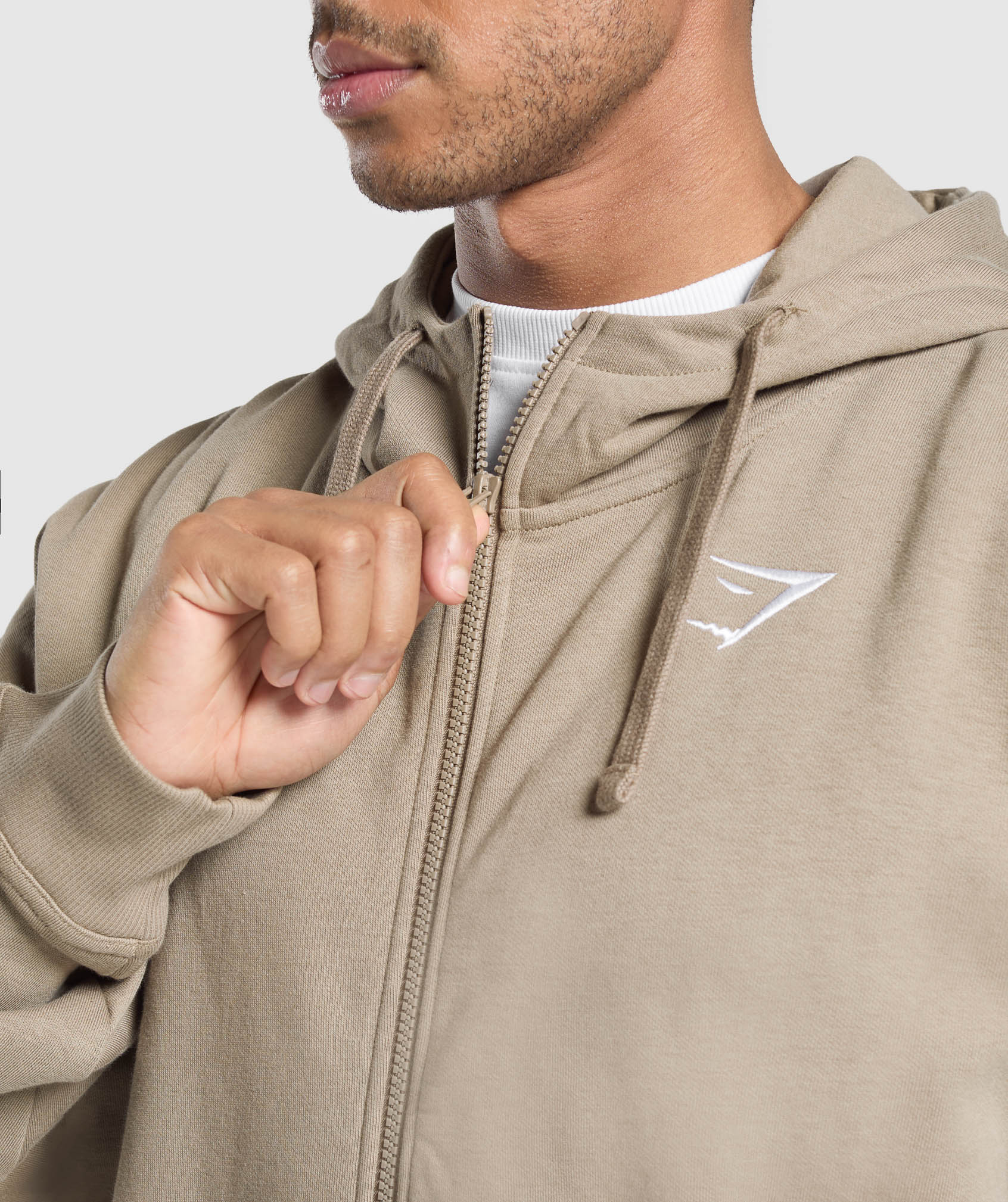 Gymshark Crest Oversized Zip Up Hoodie - Lifestyle Brown