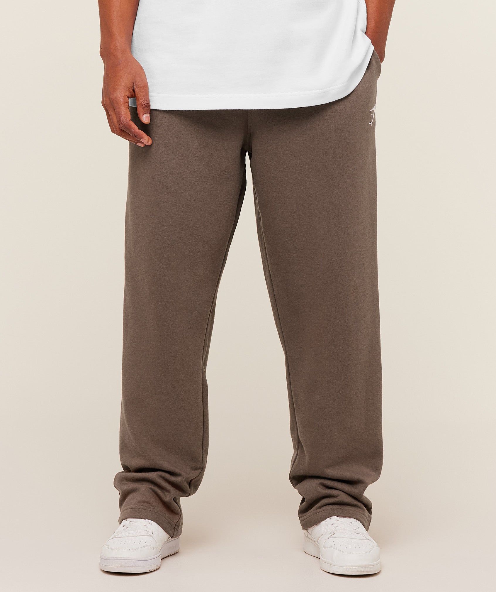 Gymshark Crest Straight Leg Joggers - Soft Brown