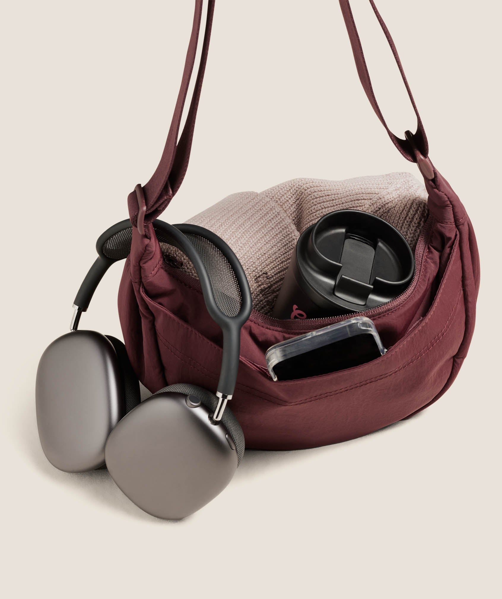 Gymshark Pleat Crossbody - Rich Maroon