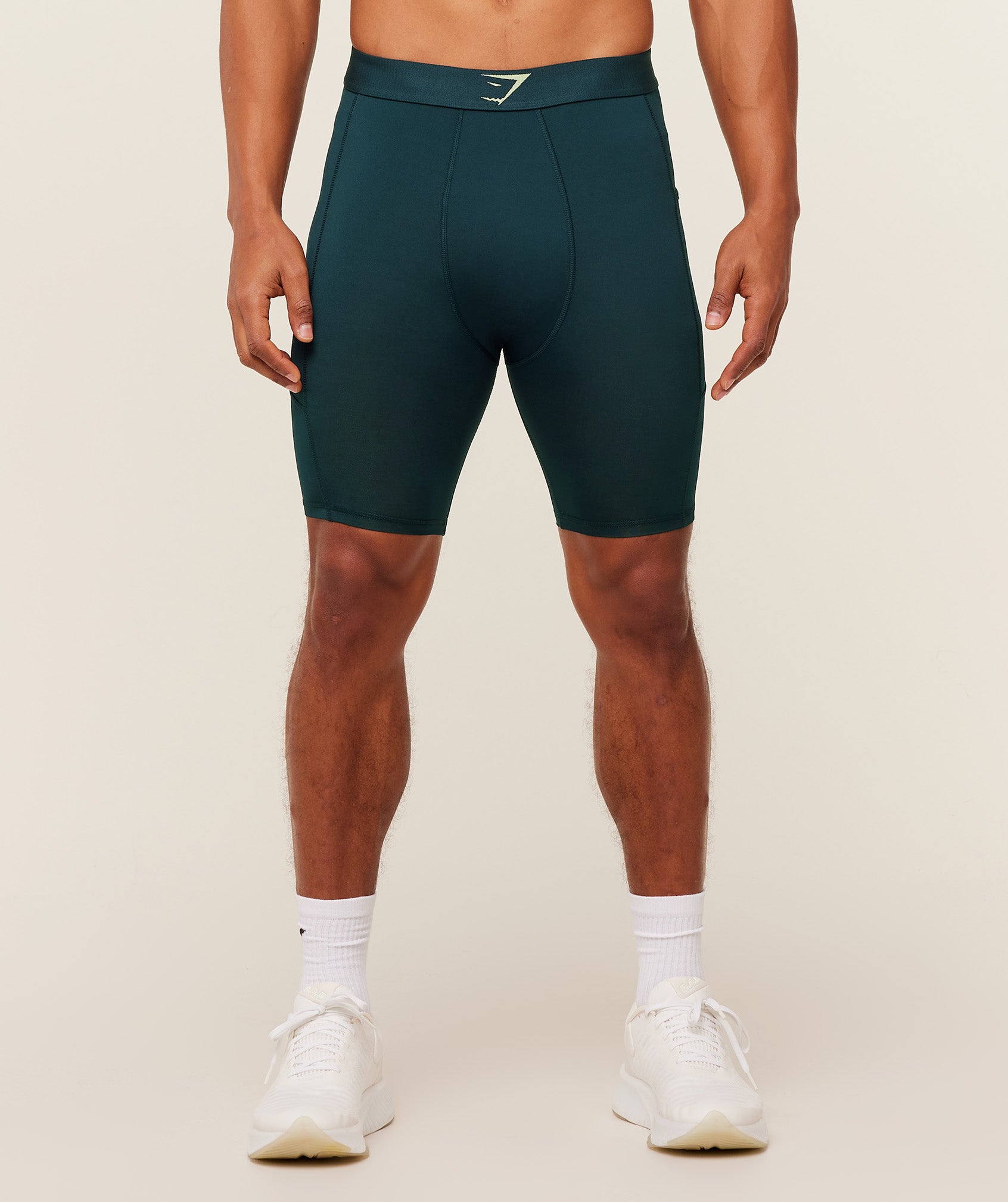 Gymshark Element Baselayer Shorts - Deep Petrol Blue/Sorbet Yellow