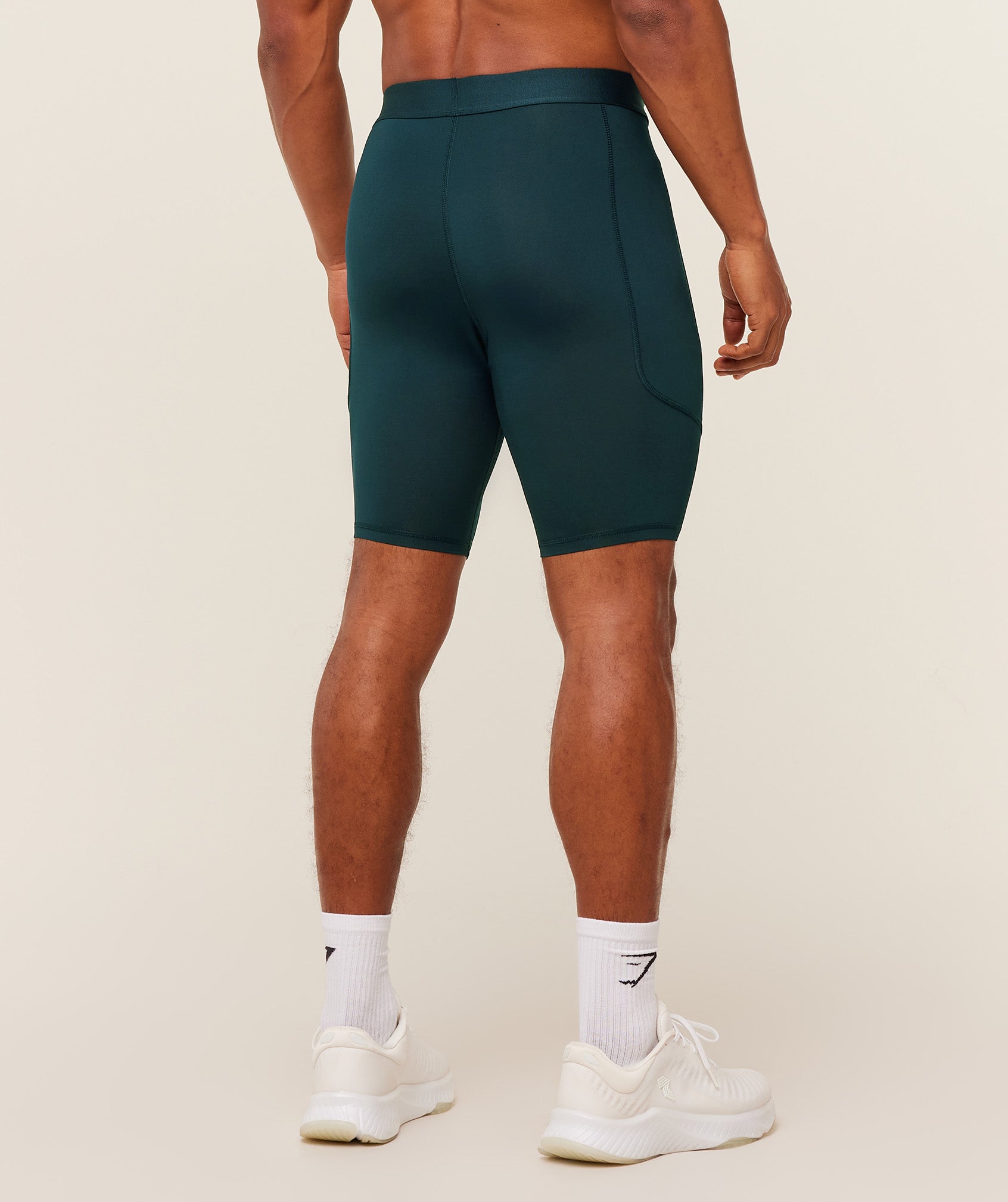 Gymshark Element Baselayer Shorts - Deep Petrol Blue/Sorbet Yellow