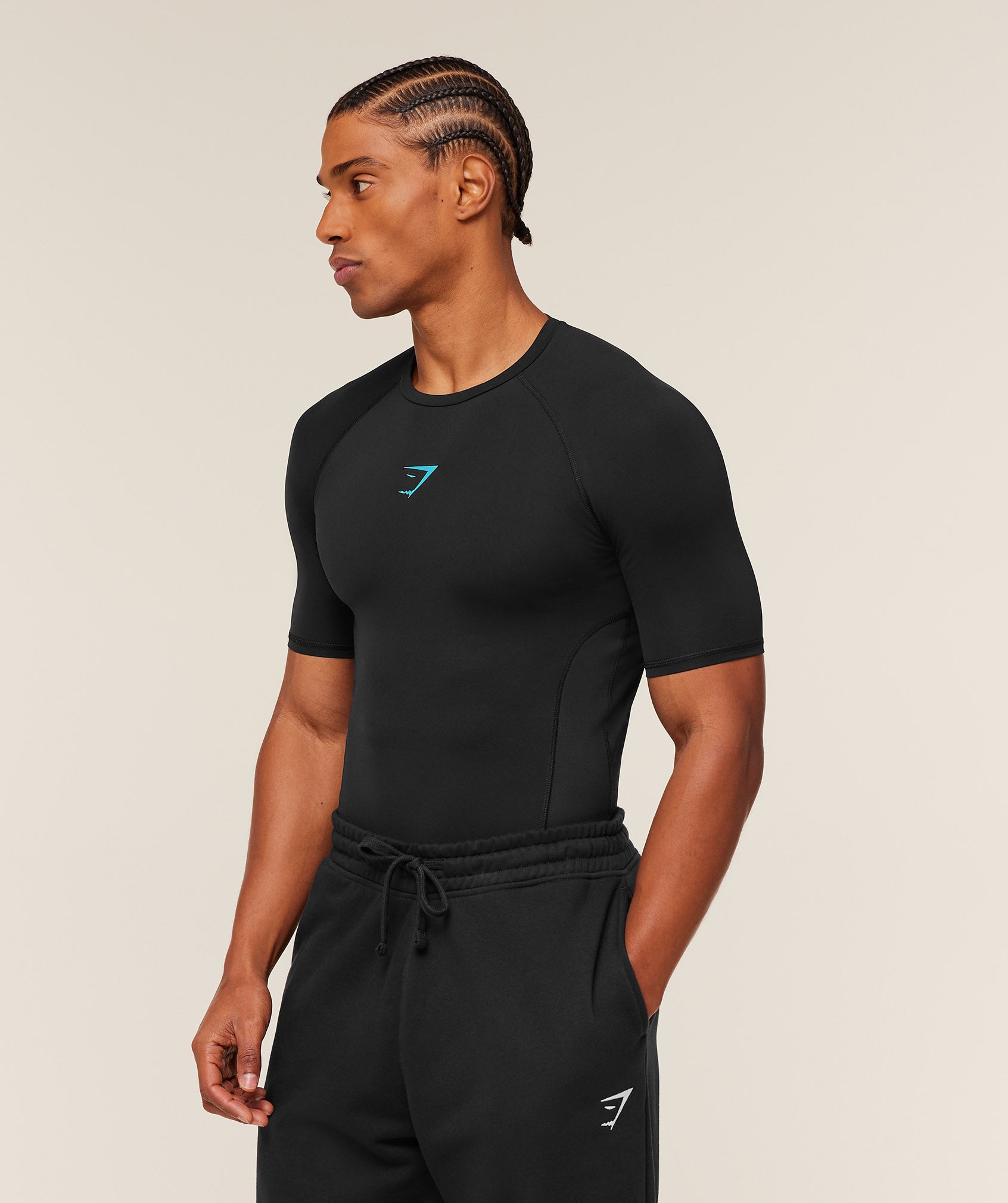 Gymshark Element Baselayer T-Shirt - Black/Brand Blue