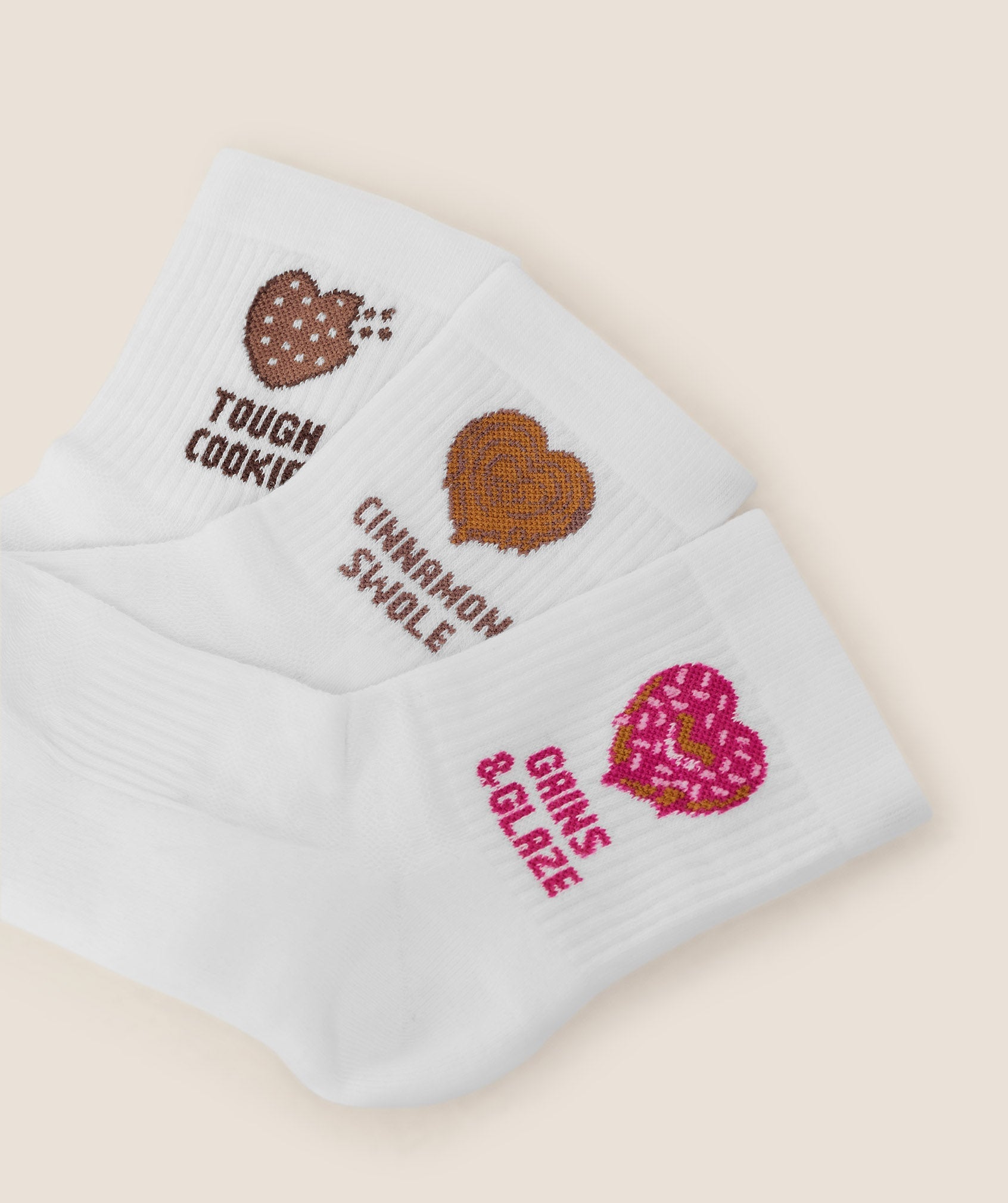 Gymshark Sweet Treat Graphic Midi Socks 3pk - GS White
