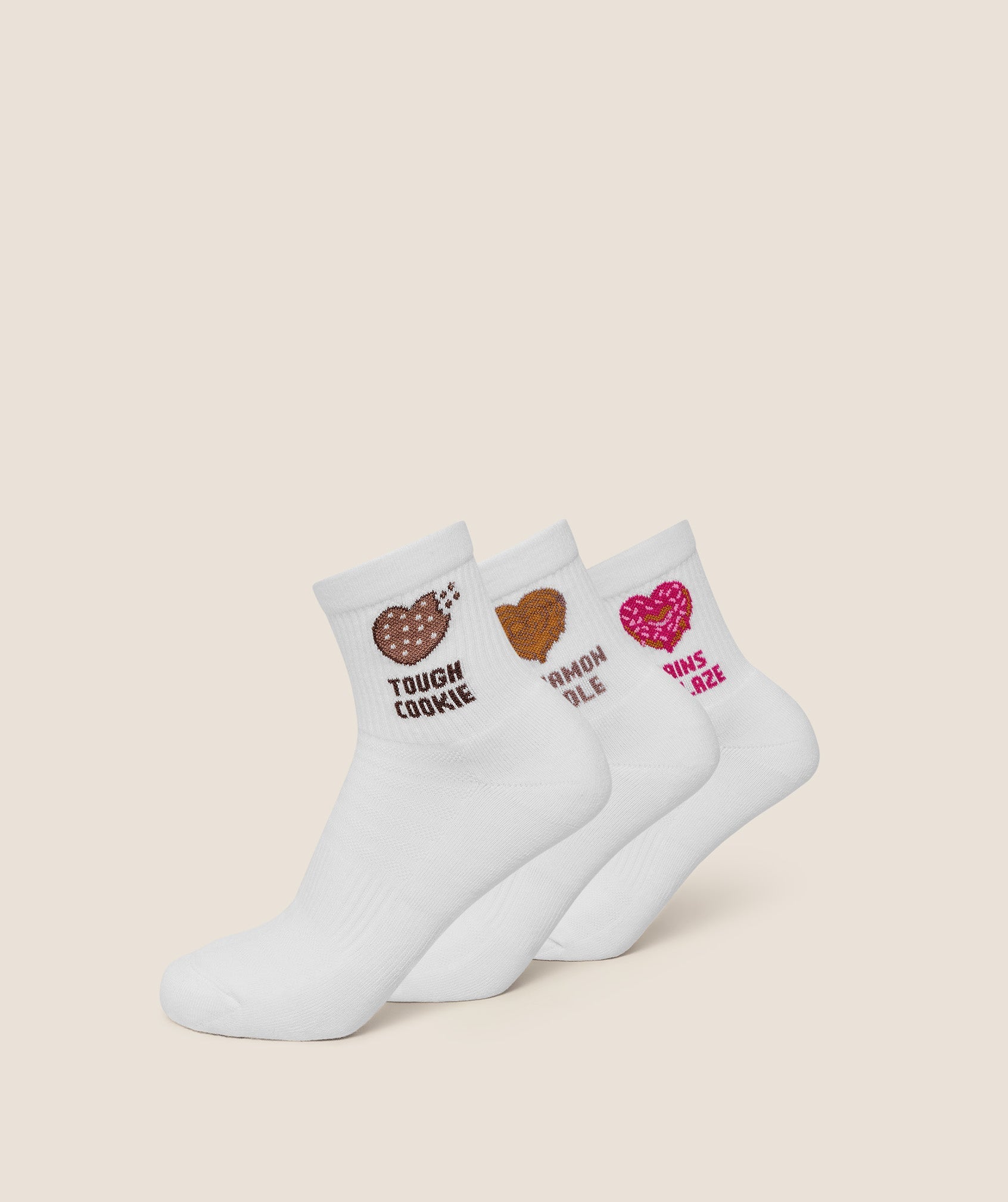 Gymshark Sweet Treat Graphic Midi Socks 3pk - GS White