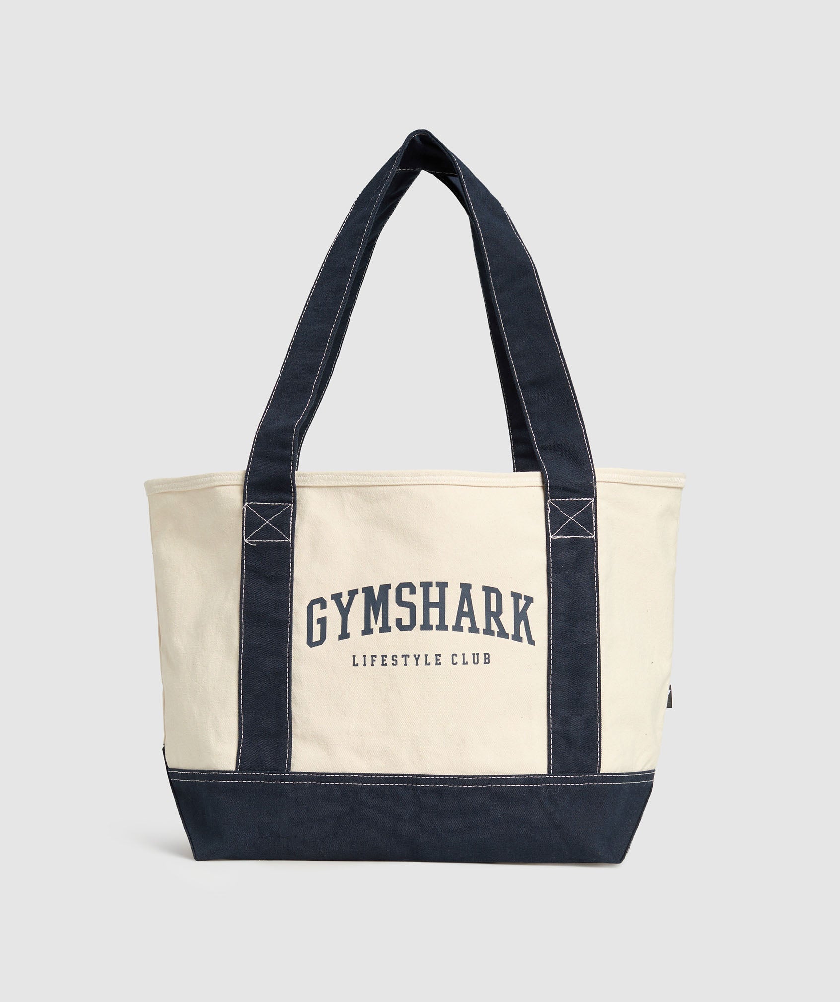 Gymshark Collegiate Oversized Tote - Oat White/Heavy Blue
