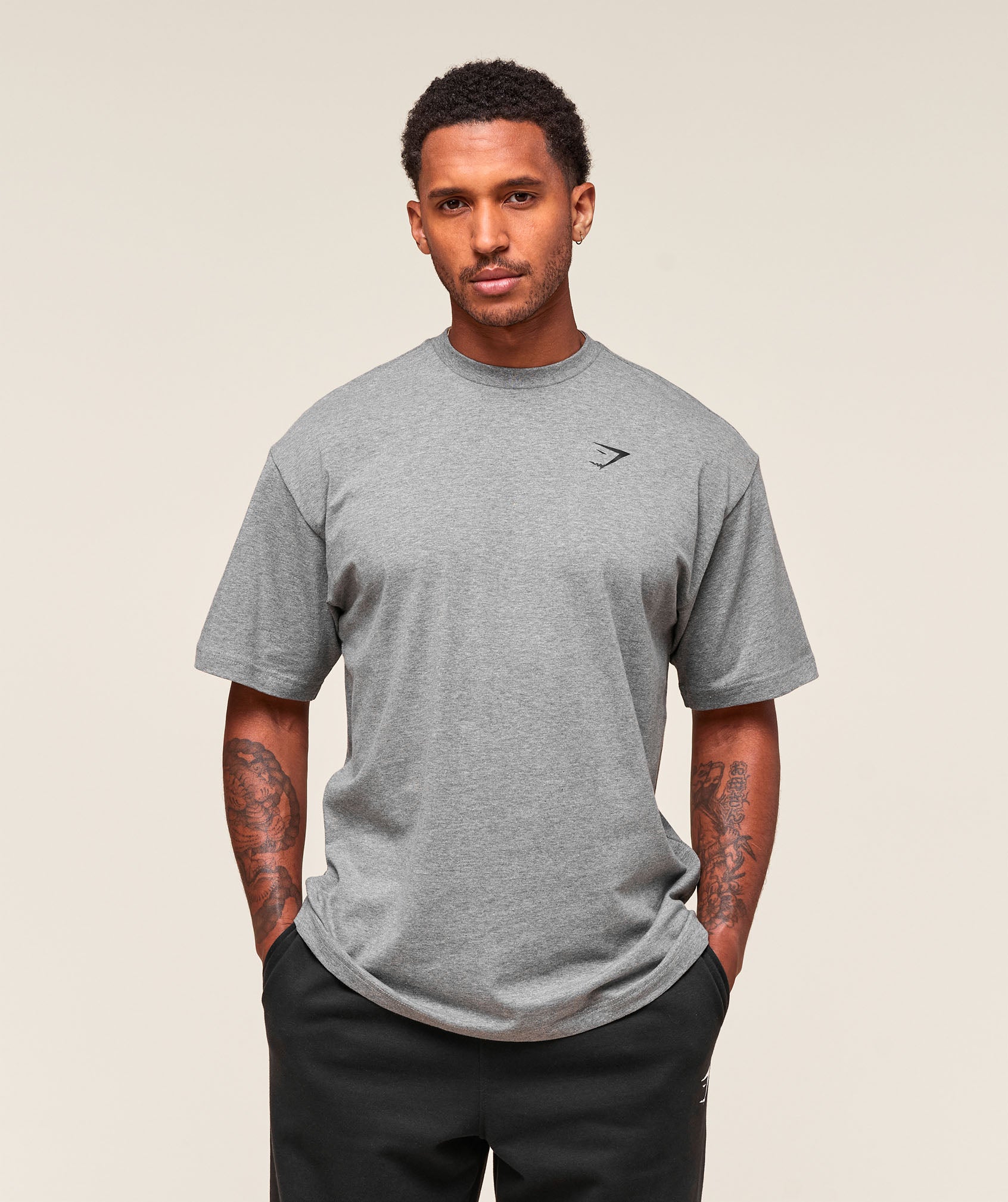 Gymshark Essential Oversized T-Shirt - Charcoal Grey Marl